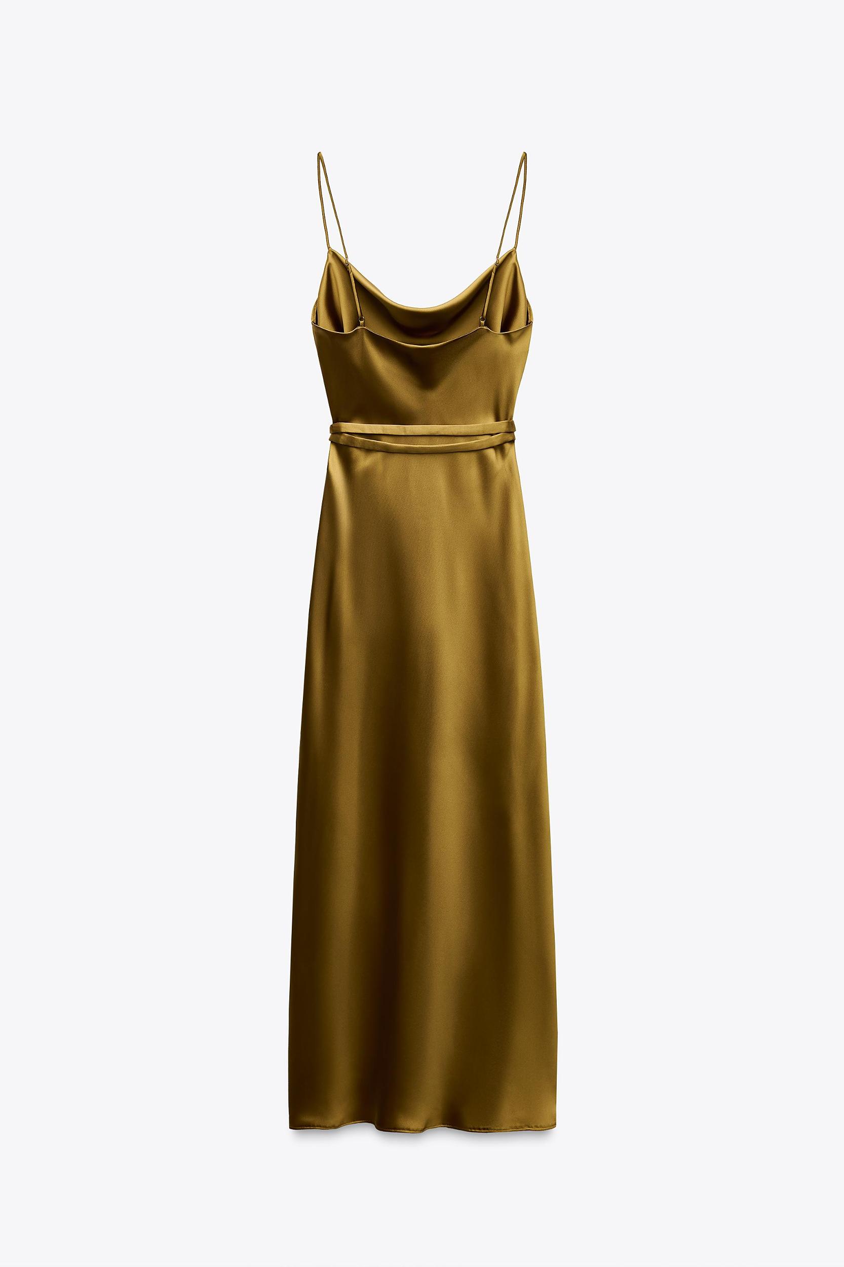 SATIN MIDI DRESS WITH BELT Product Image