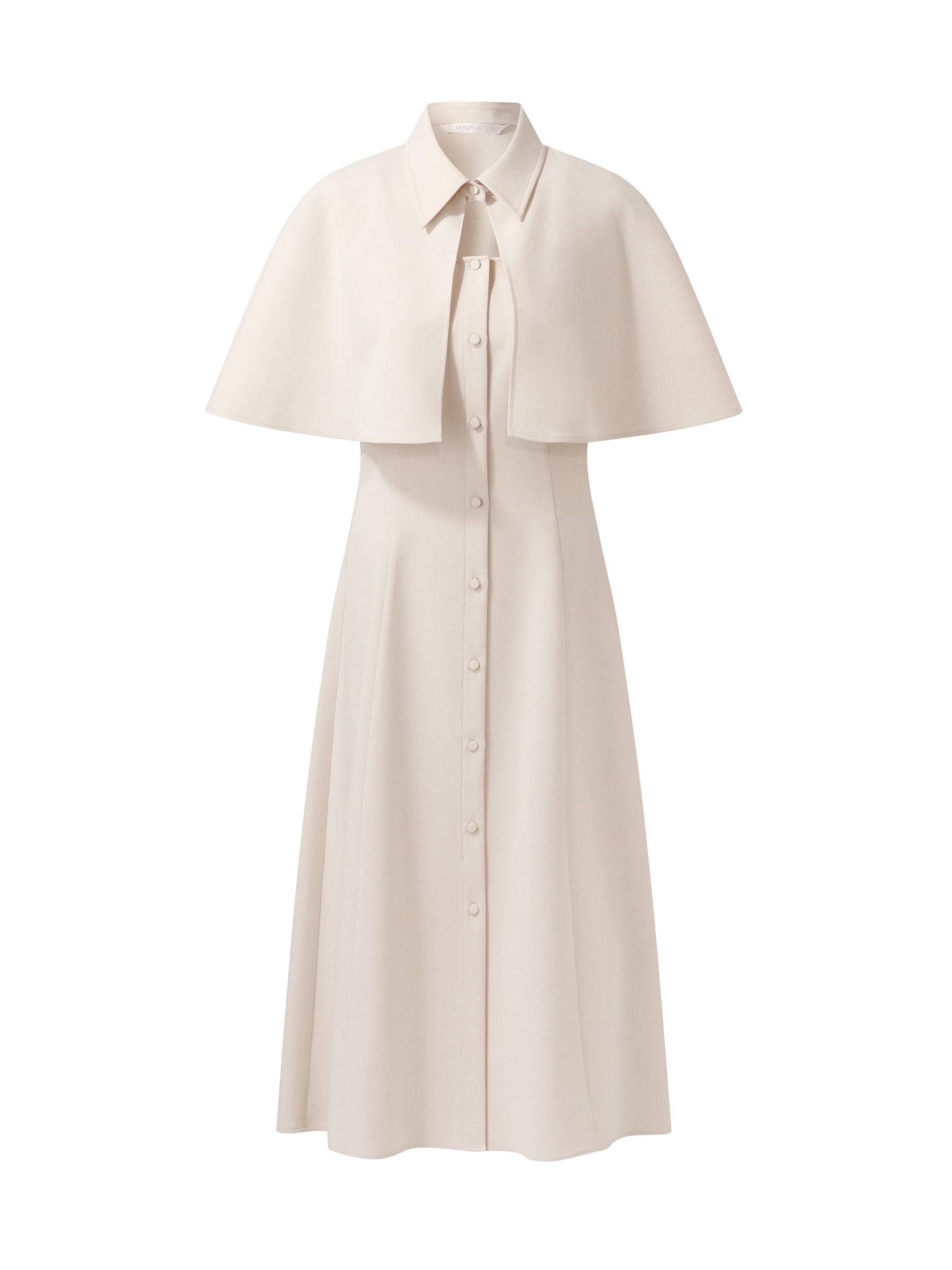 Sleeveless Midi Dress And Detachable Capelet Two-Piece Set Product Image