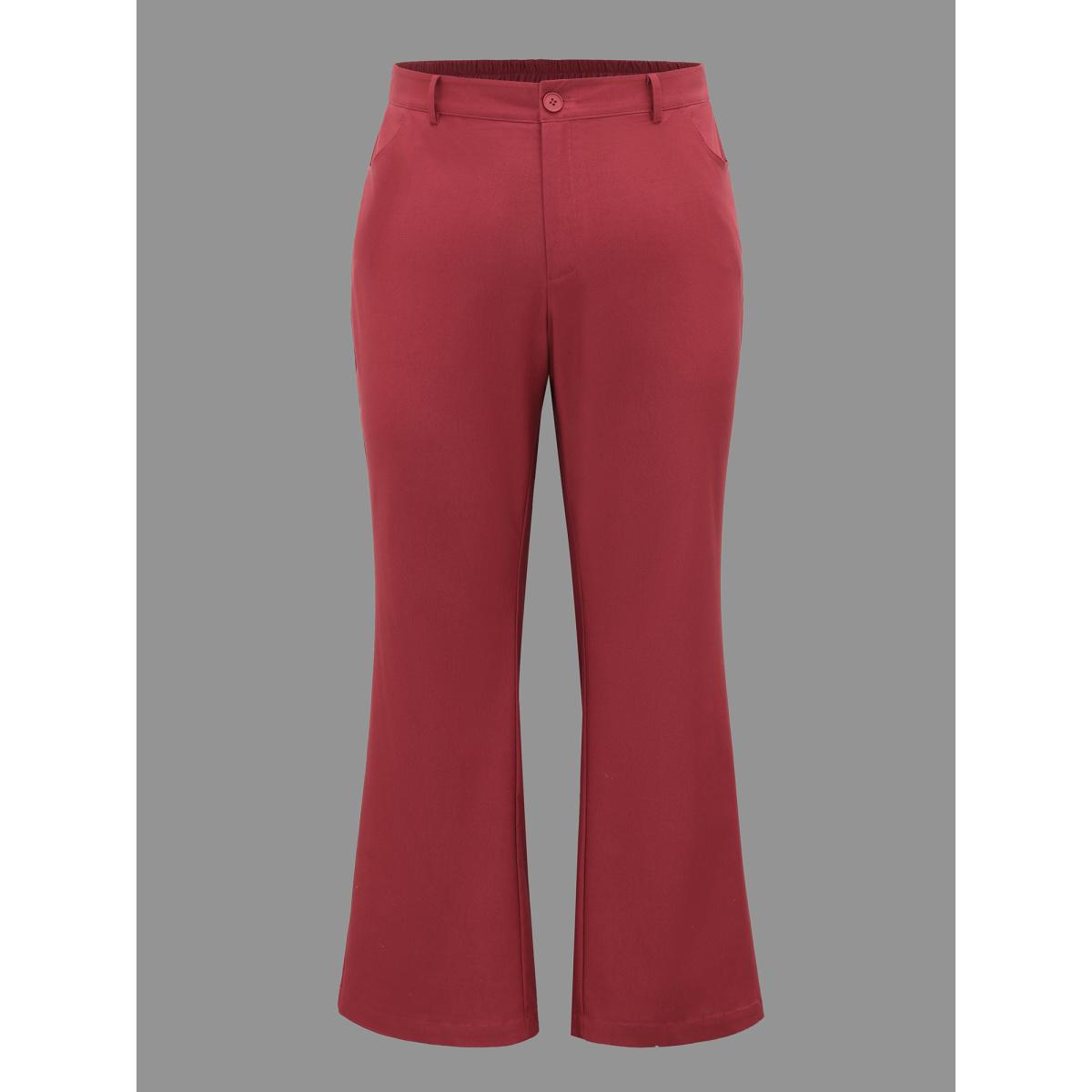 Plus Size Holiday Stretchy Flared Pants Women Scarlet Formal Bootcut Mid Rise Party Pants BloomChic 22-24/3X Product Image