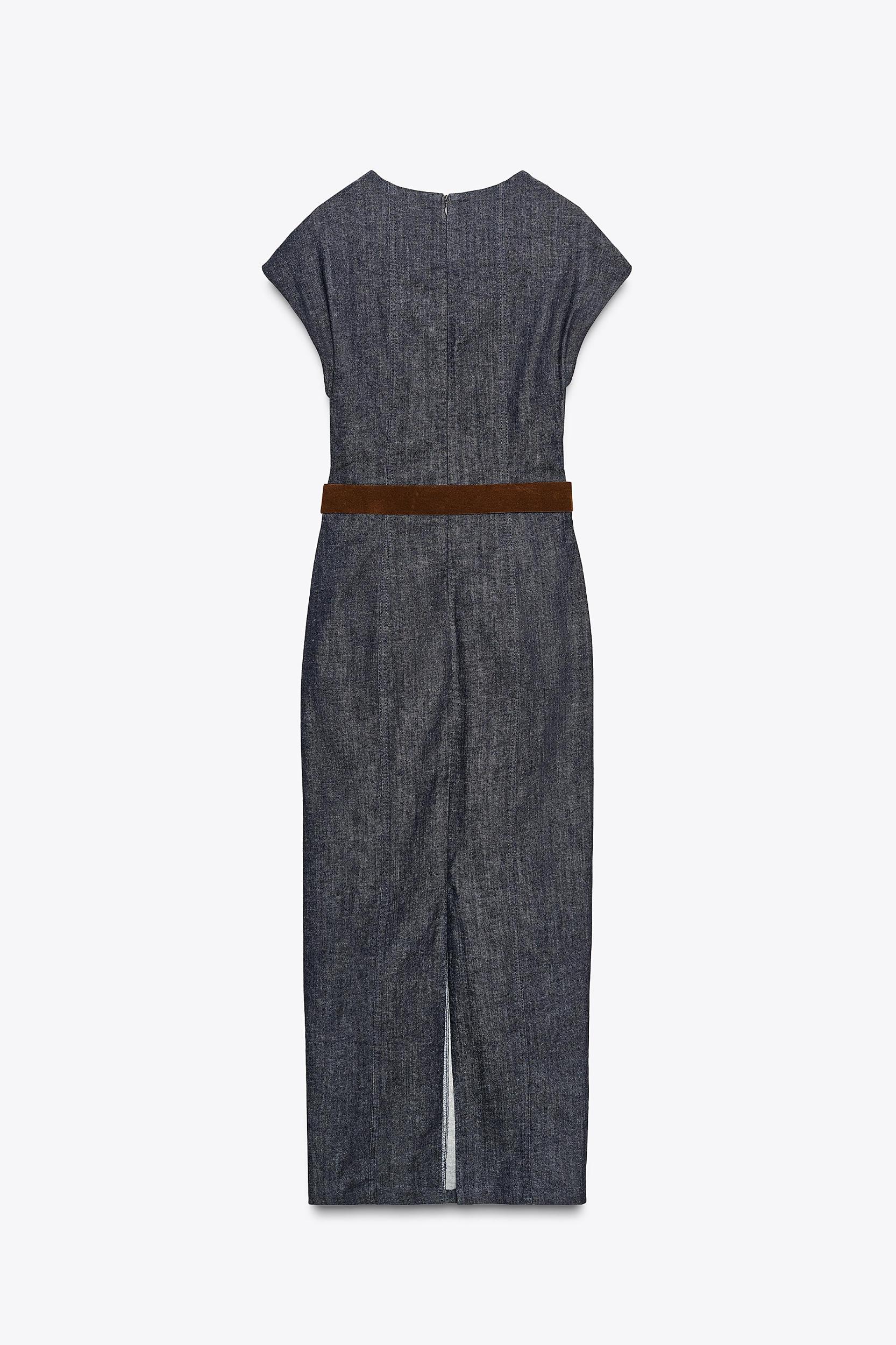 BELTED FITTED MIDI DRESS Product Image