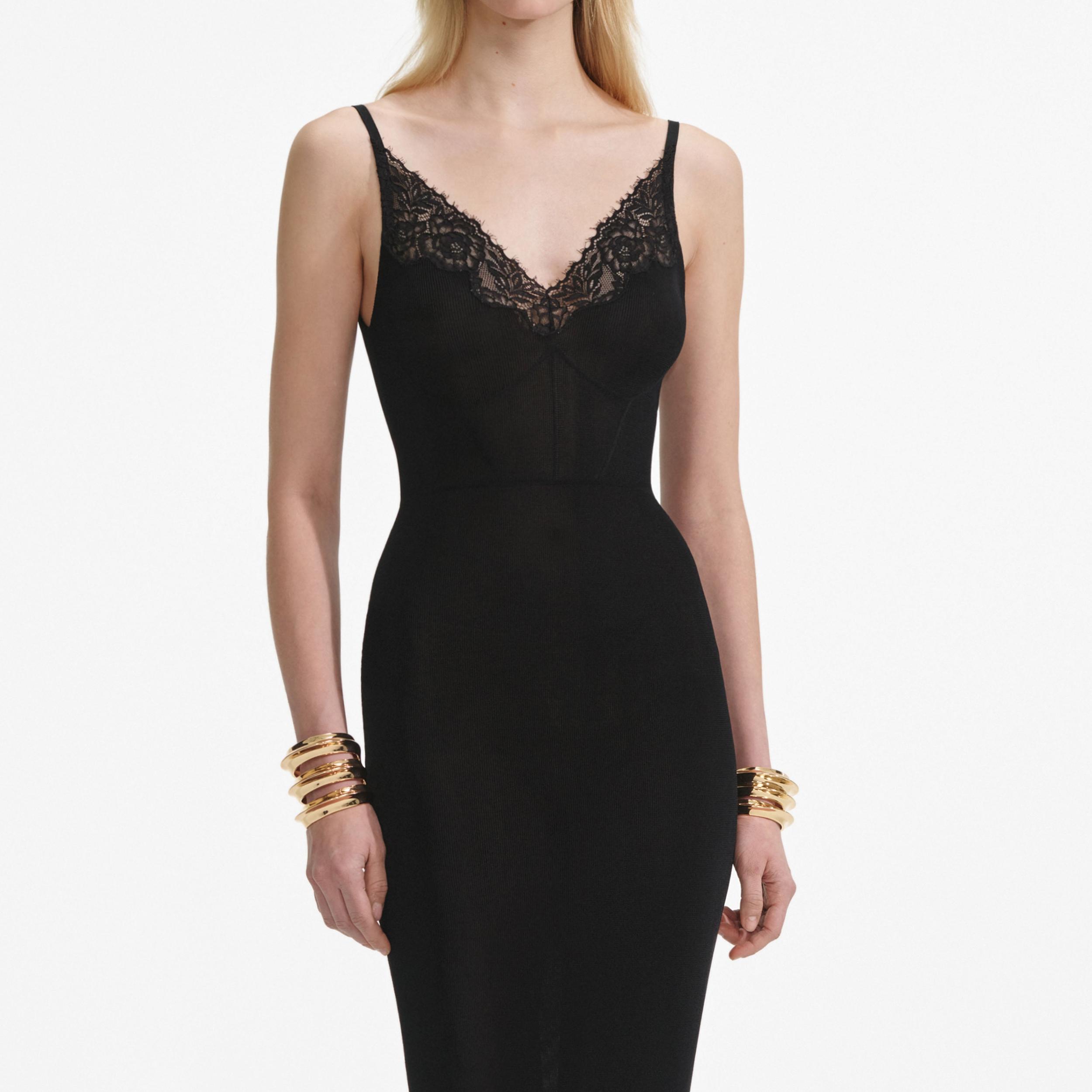 Black Viscose Knit Maxi Dress Product Image