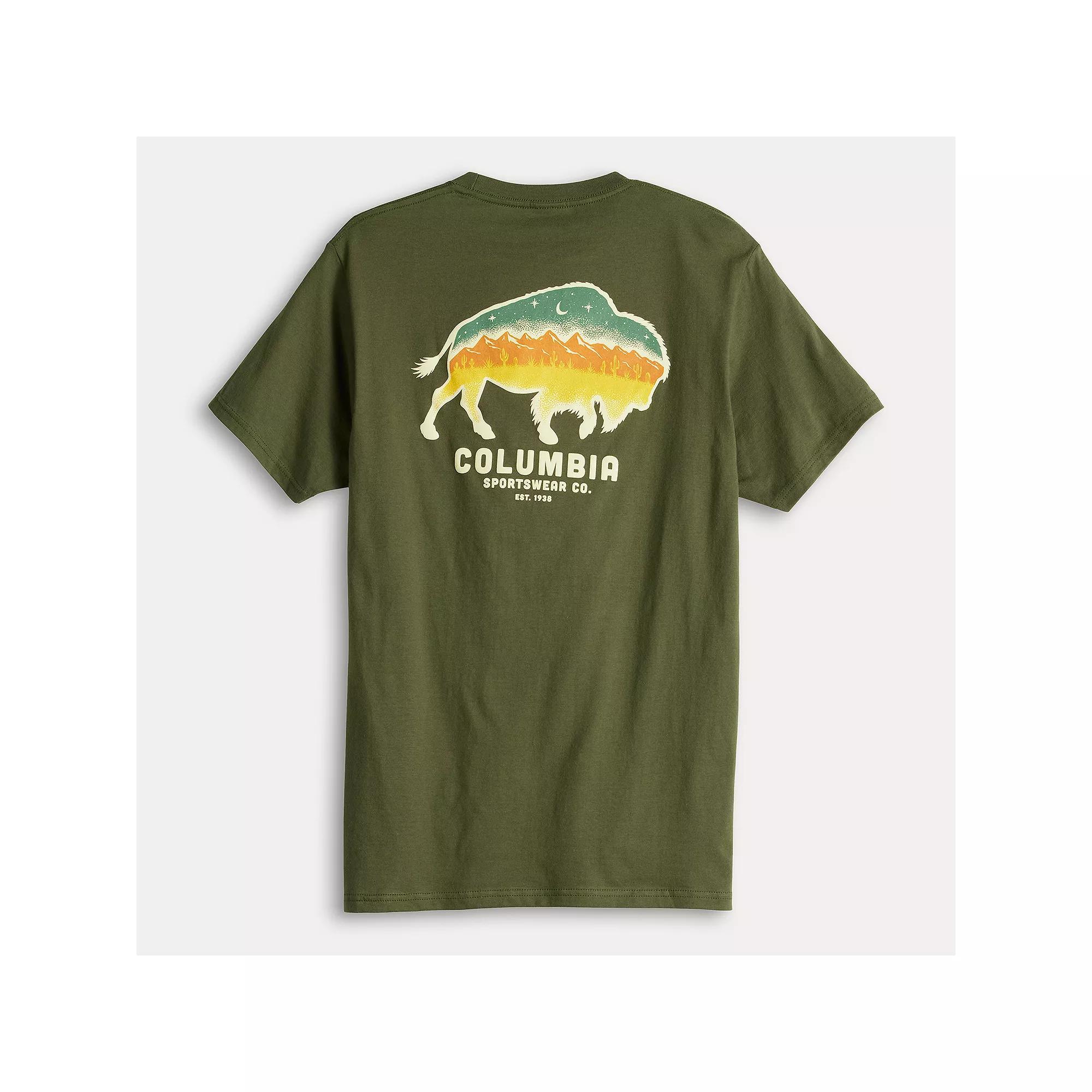 Men's Columbia Short Sleeve Back Graphic Tee, Size: Small, Dark Green Product Image