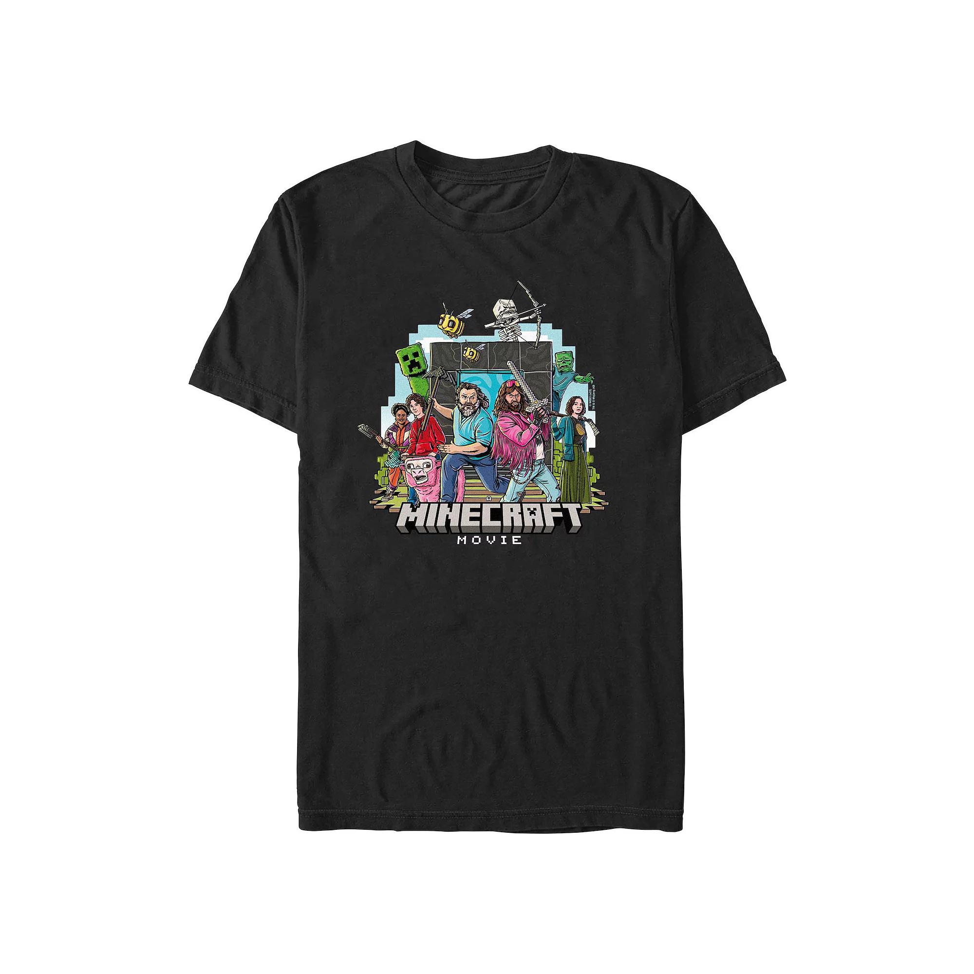 Big & Tall Minecraft Movie Heroes Group Graphic Tee, Men's, Size: XXL Tall, Black Product Image