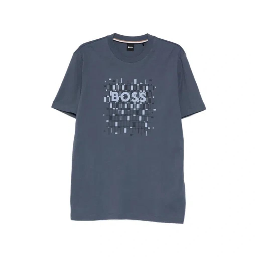 HUGO BOSS Air Force Cotton Crew Neck Graphic T-shirt In Blue Product Image