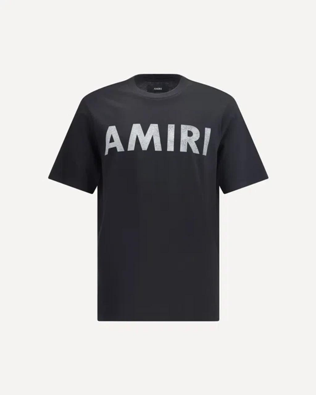 AMIRI Black Cotton T-shirt With Bold Logo Statement Product Image
