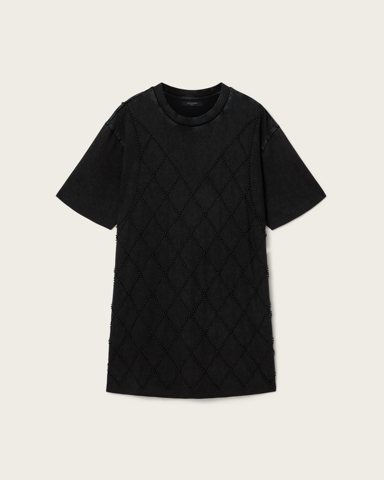 Darcey Relaxed Fit Mini T-Shirt Dress Washed Black | ALLSAINTS US Product Image