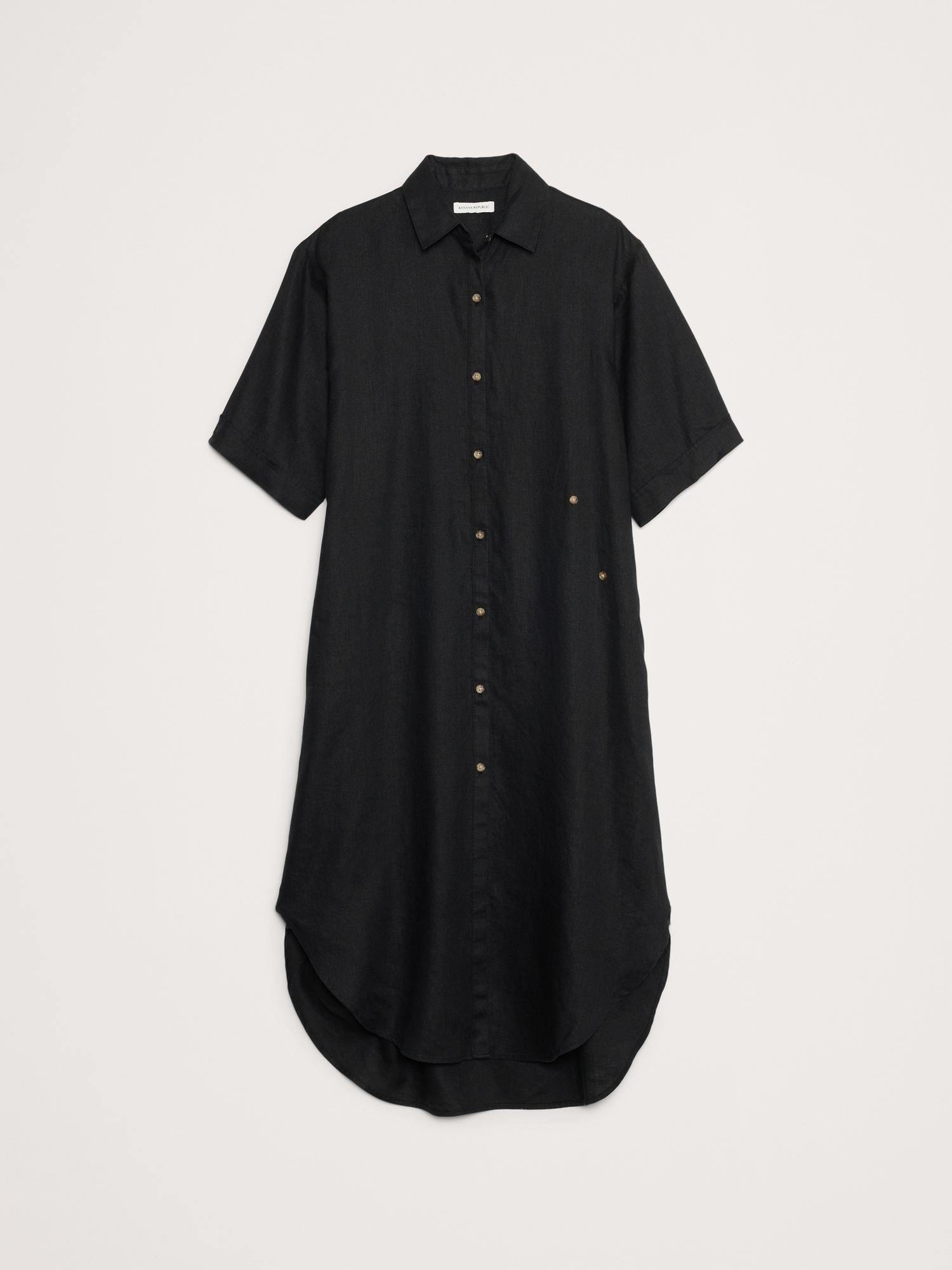 Linen Asymmetrical Shirt Dress Product Image