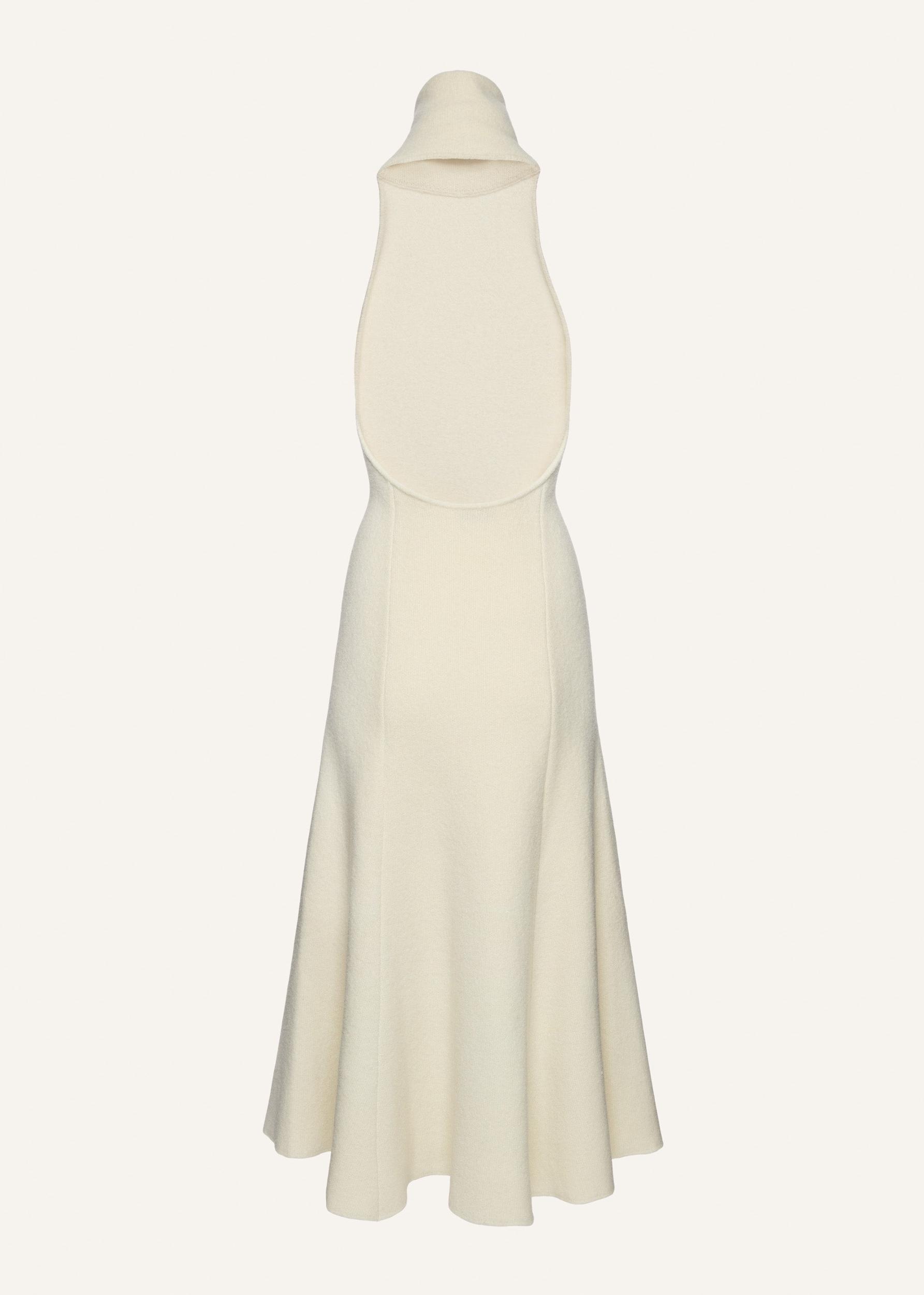 High-neck open-back midi dress in cream Product Image