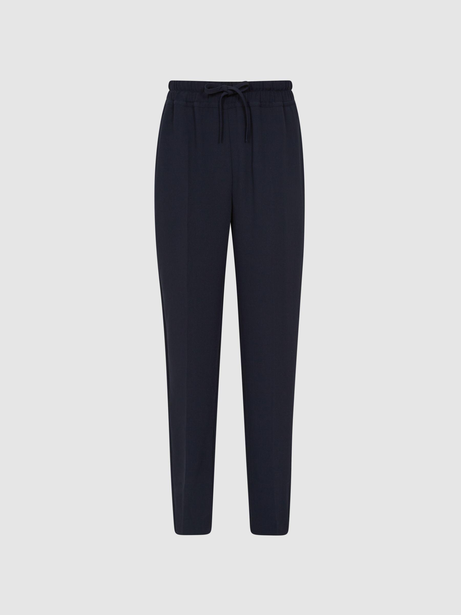 Petite Tapered Pull On Trousers in Navy Product Image