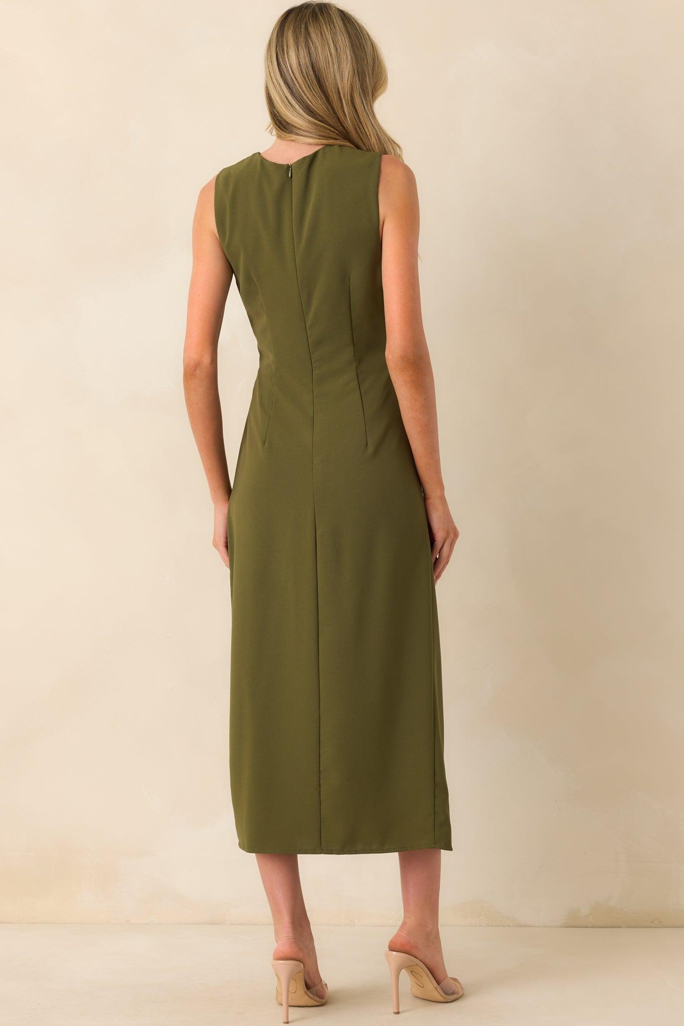 Move With Purpose Olive Green Ruched Maxi Dress Product Image