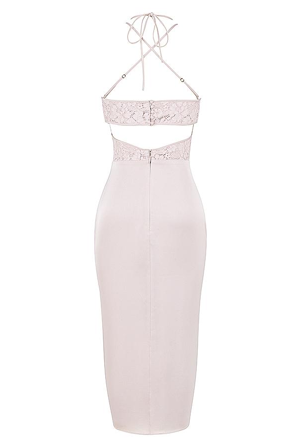 Georgia  crystal satin and lace midi dress Product Image