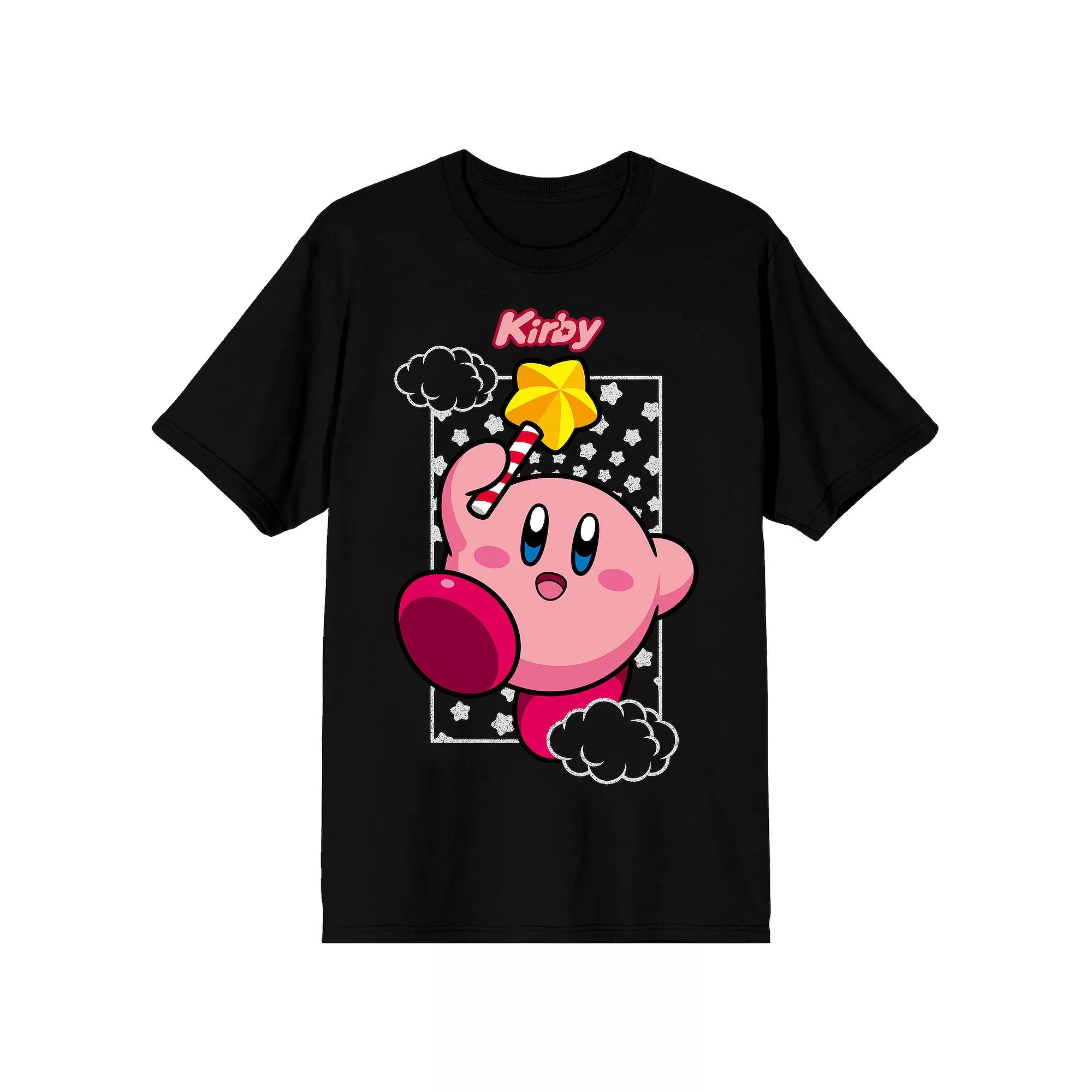 Men's Kirby Character with Stars Tee, Size: Medium, Black Product Image