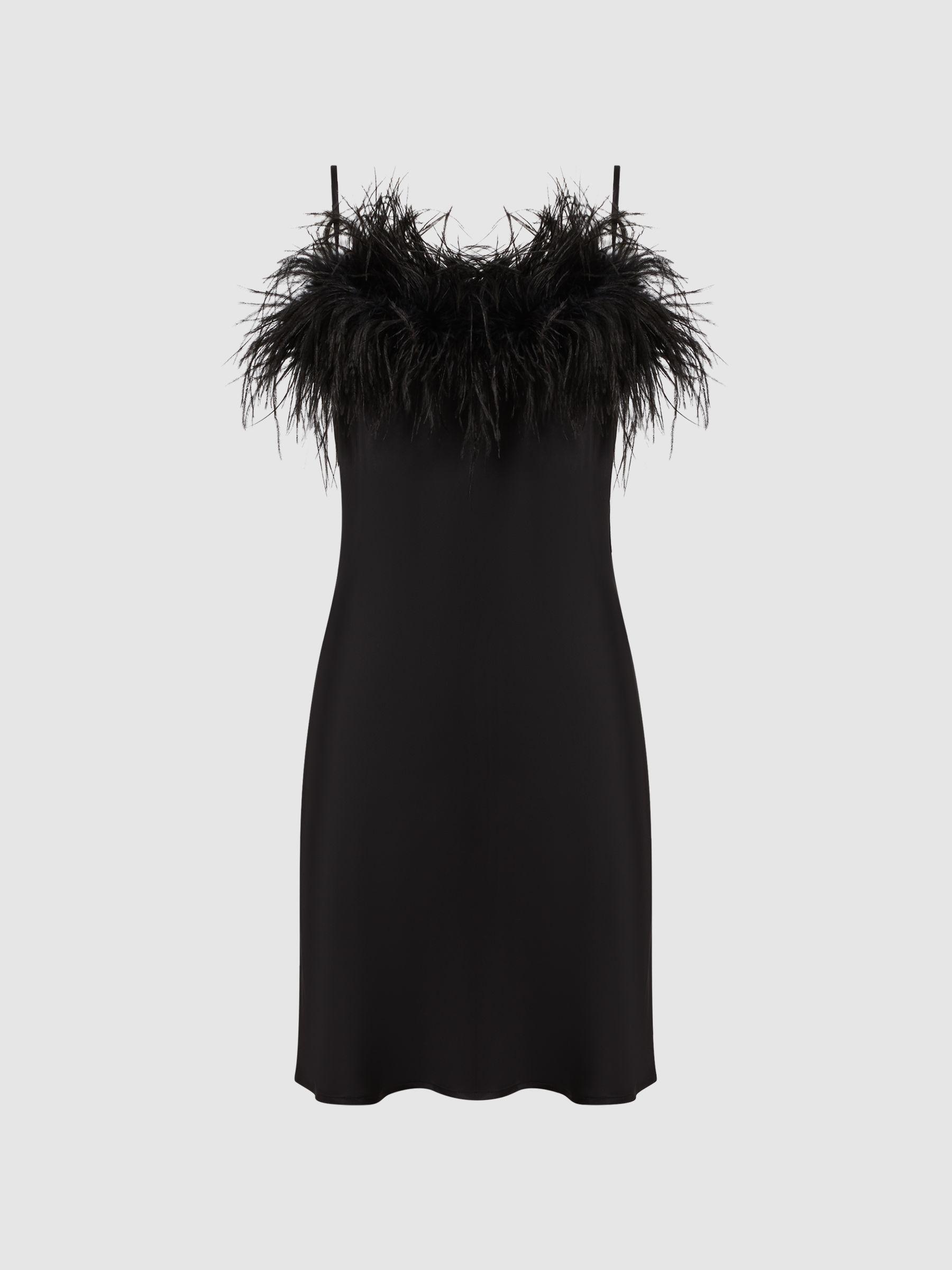 Sleeper Feather Mini Slip Dress in Black Product Image