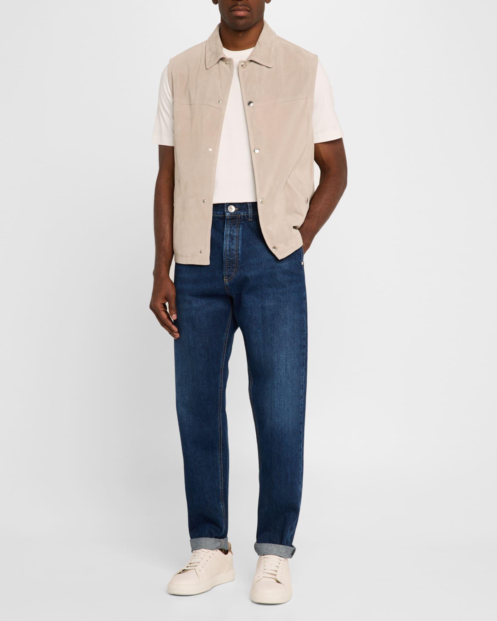 Men's Perforated Suede Snap-Front Vest Product Image