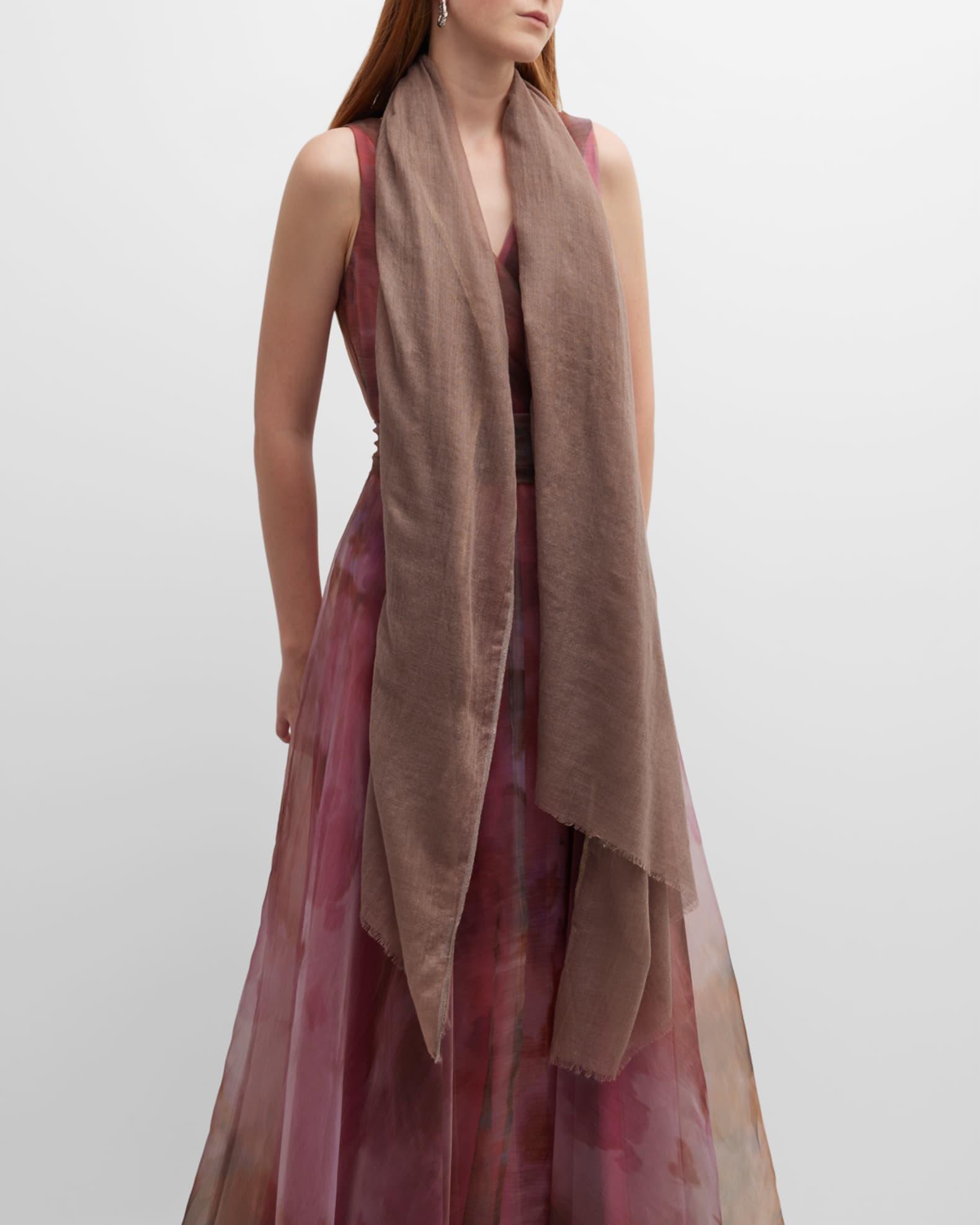 Sheer Evening Scarf With Metallic Stripe Border Product Image