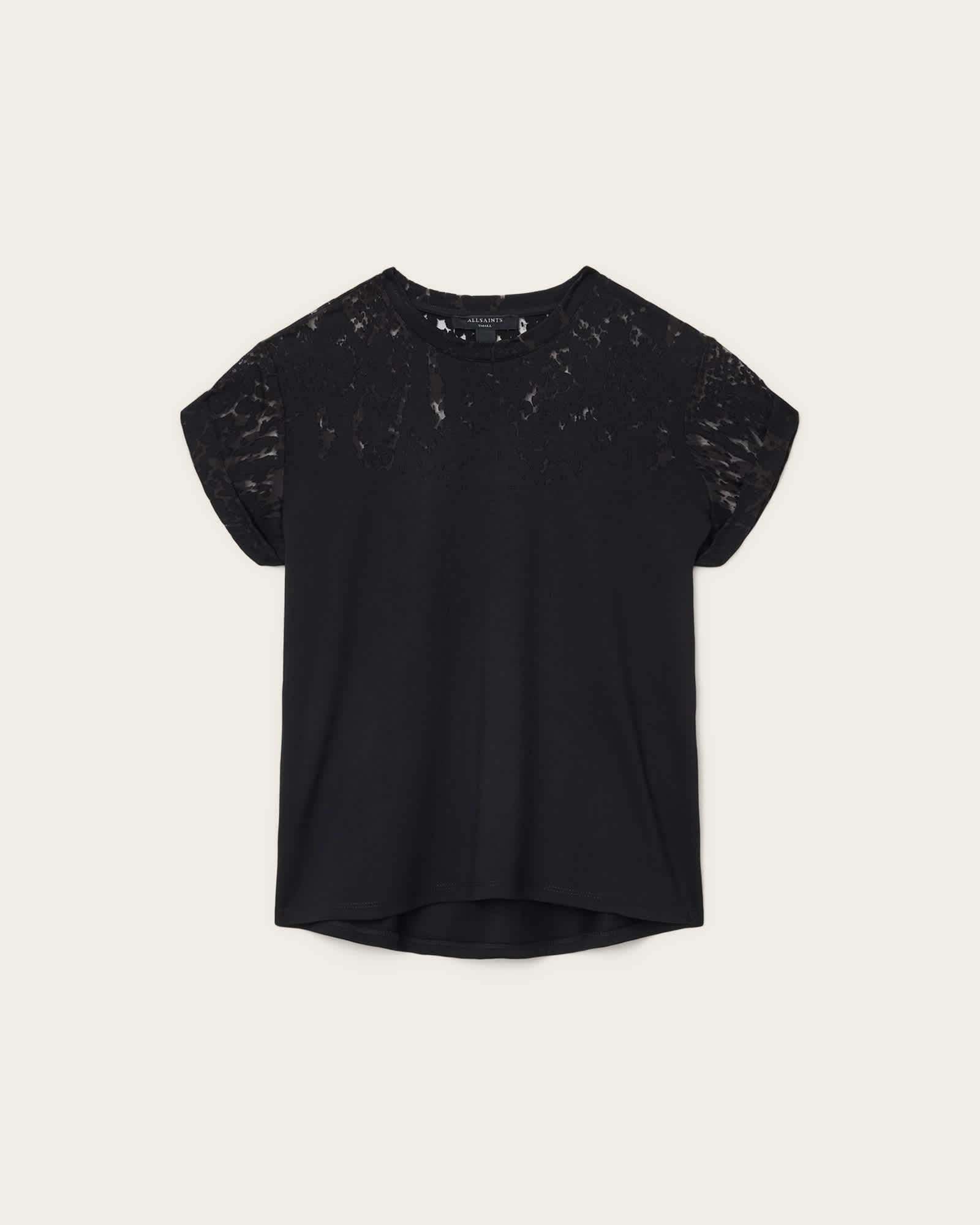 Anna Snake Print Devore T-Shirt Black | ALLSAINTS US Product Image