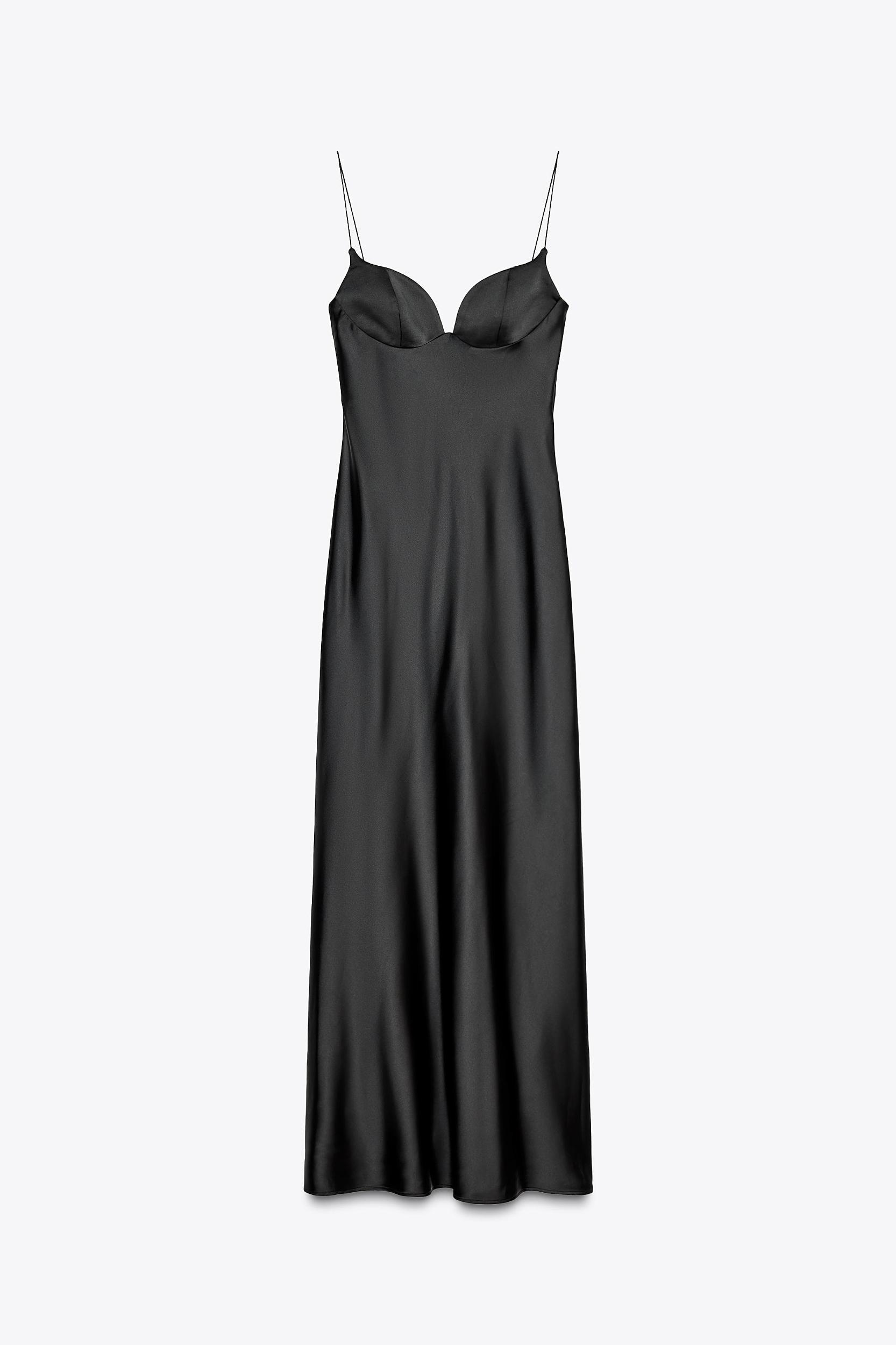 LONG SATIN EFFECT DRESS Product Image