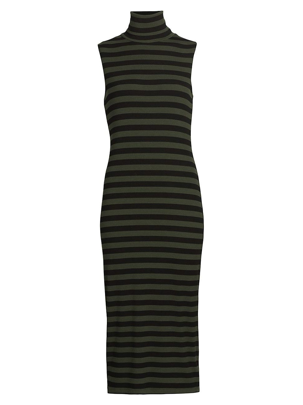 Womens Brita Striped Turtleneck Sleeveless Midi-Dress Product Image