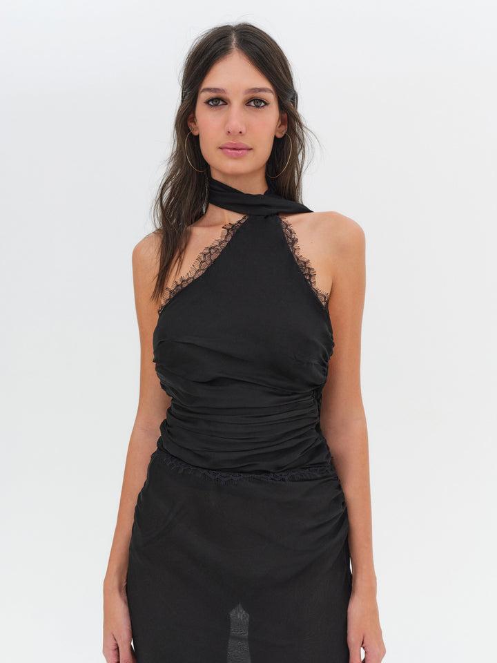 Angela Chiffon Maxi Dress — Black Product Image