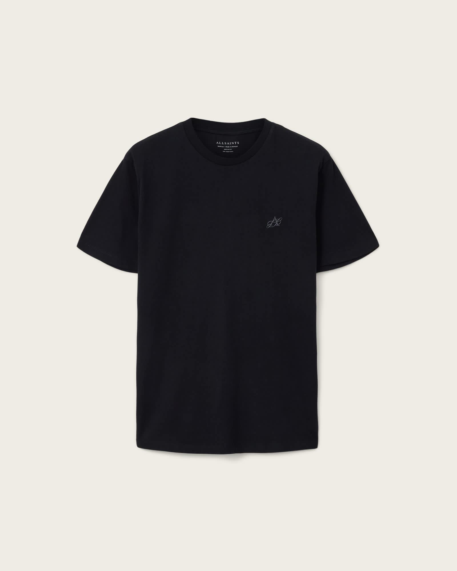 Cipher Embroidered Crew Neck T-Shirt Jet Black | ALLSAINTS US Product Image