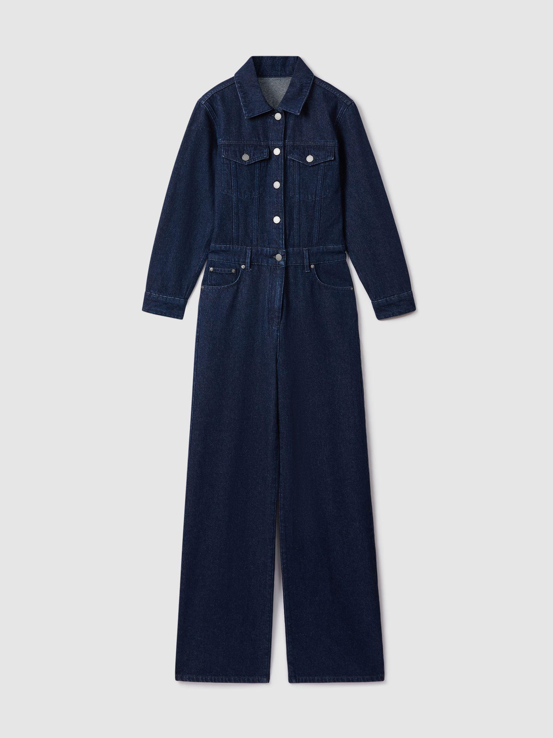 Relaxed Denim Jumpsuit in Indigo Product Image