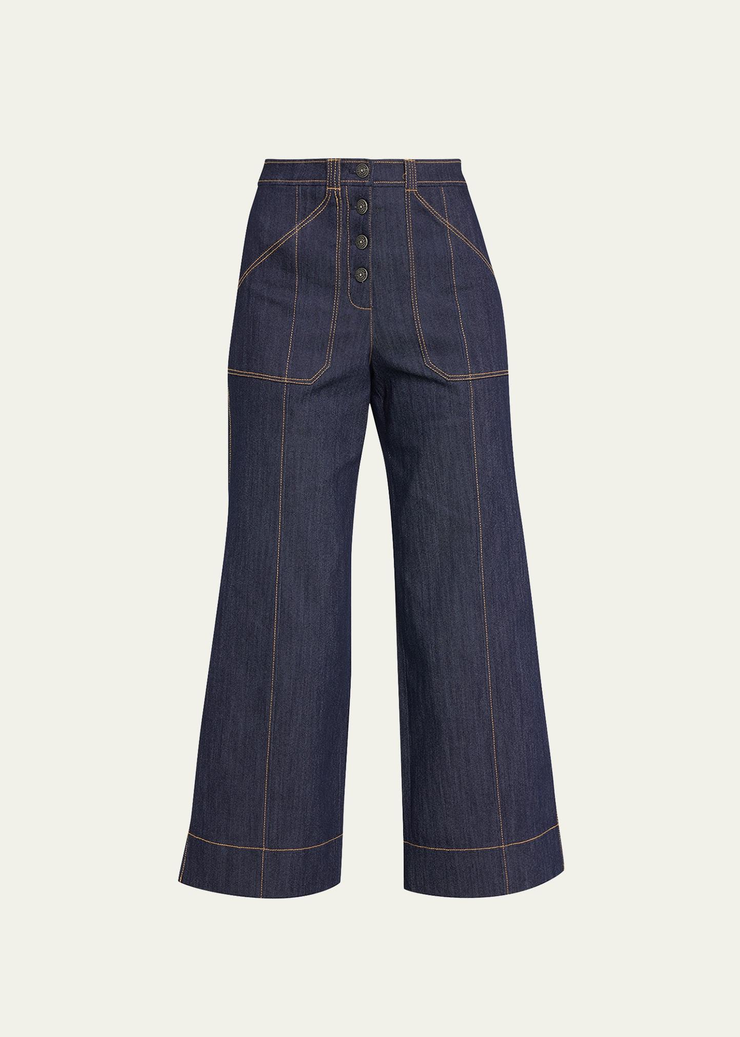Womens Benji Mid-Rise Wide-Leg Jeans Product Image