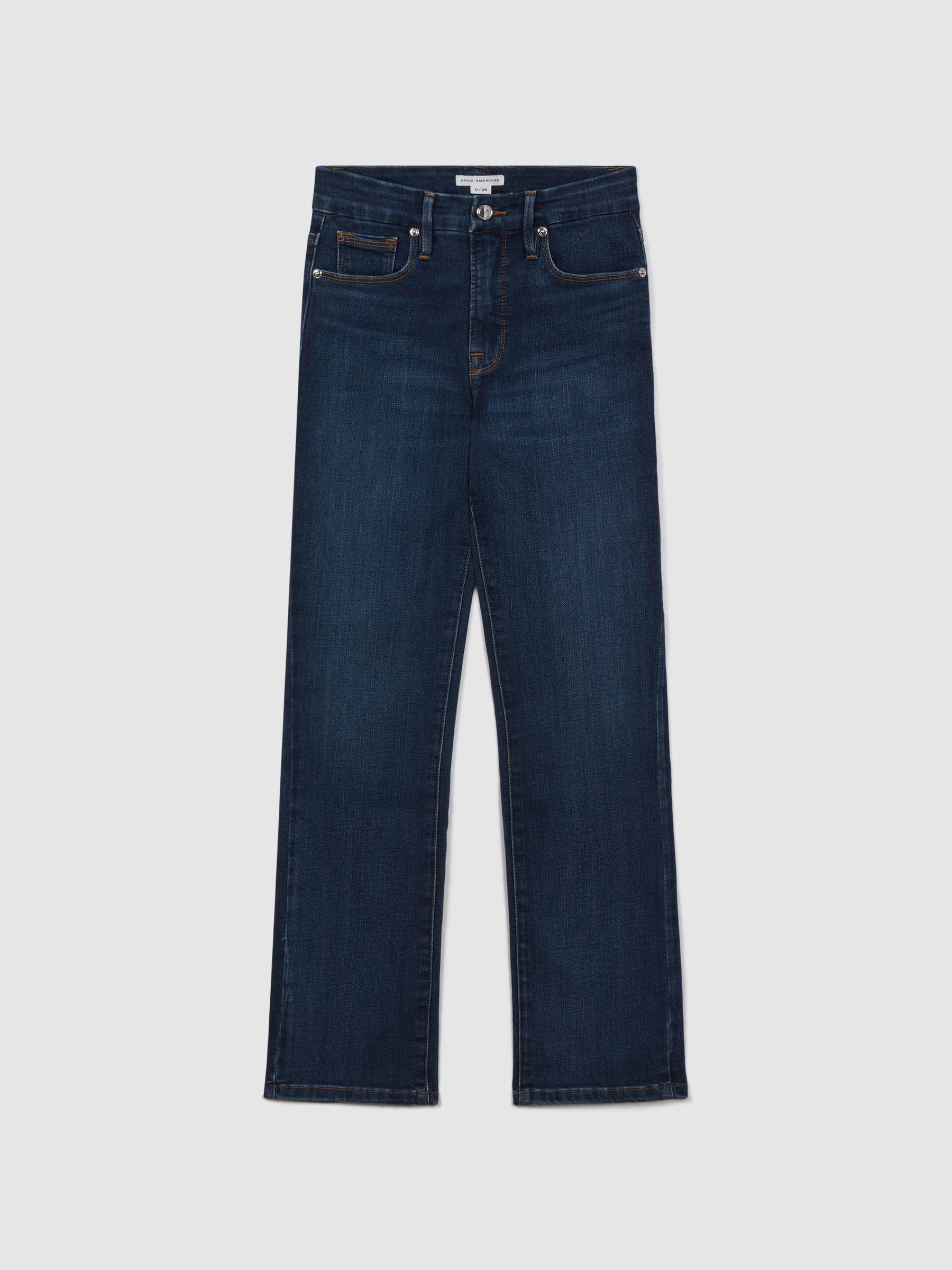 Good American Slim Fit Cropped Jeans in Blue Product Image