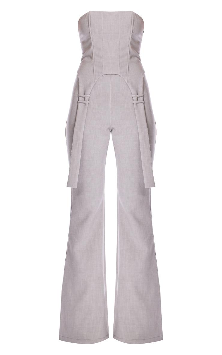 PLT Label Light Grey Corset Strap Detail Jumpsuit Product Image