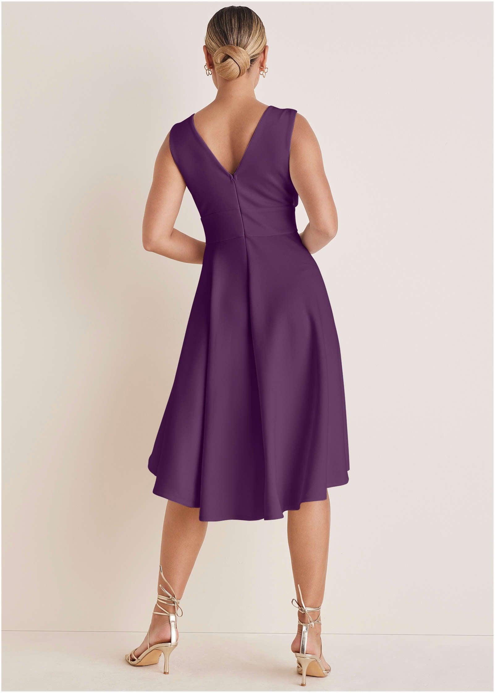 Ruffle High-Low Dress  - Purple Product Image