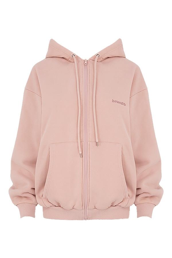 Storm  blush cotton fleece-back zip through hoodie Product Image
