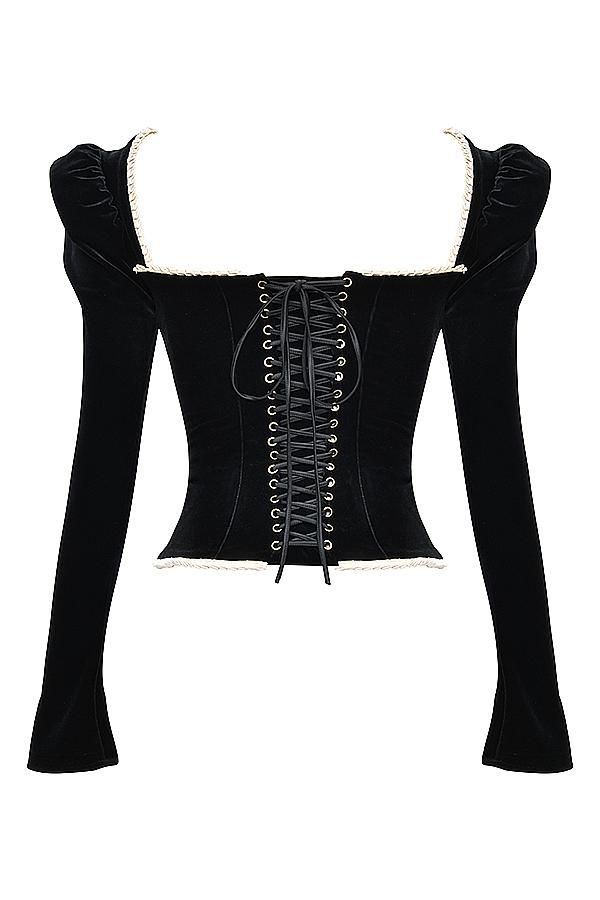 Noa  black velvet corset Product Image