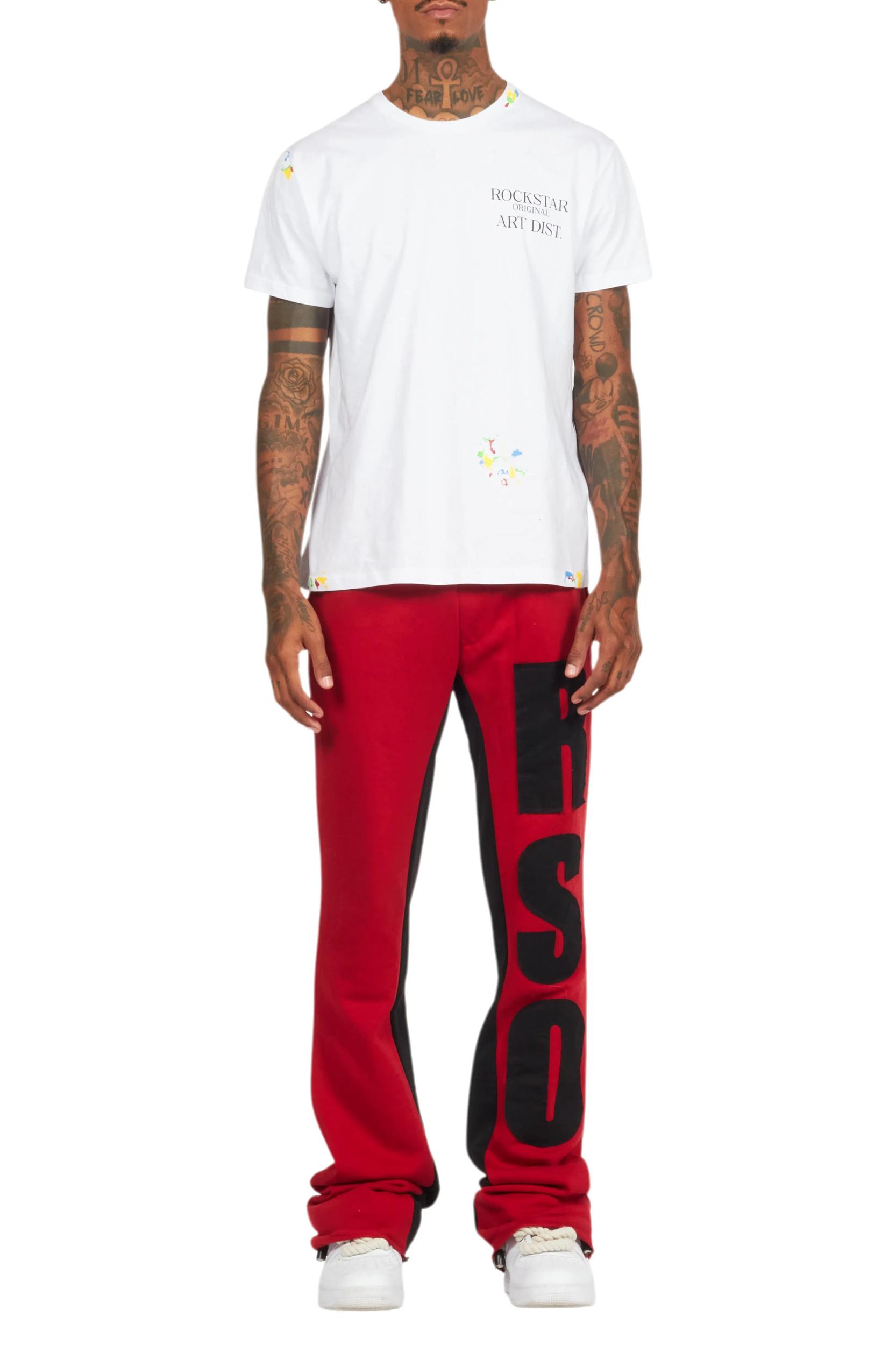 Uko Burgundy Stacked Baggy Track Pant Male Product Image