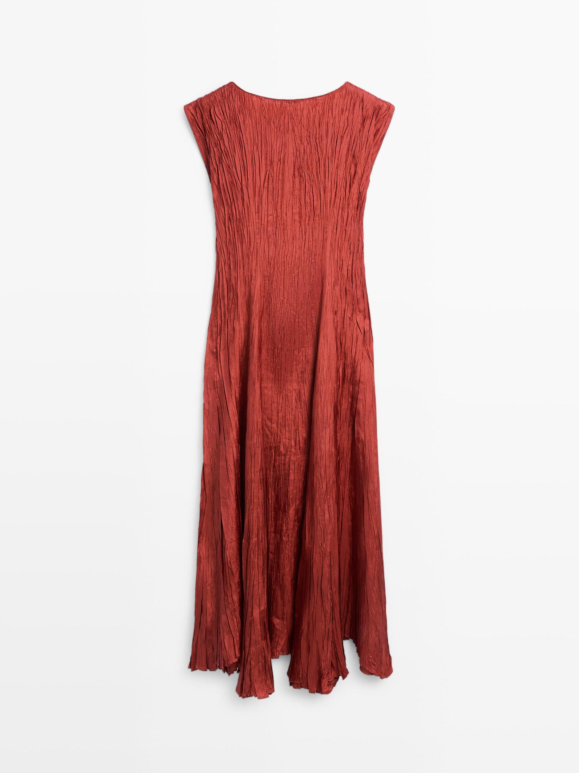 Long pleated satin dress Product Image