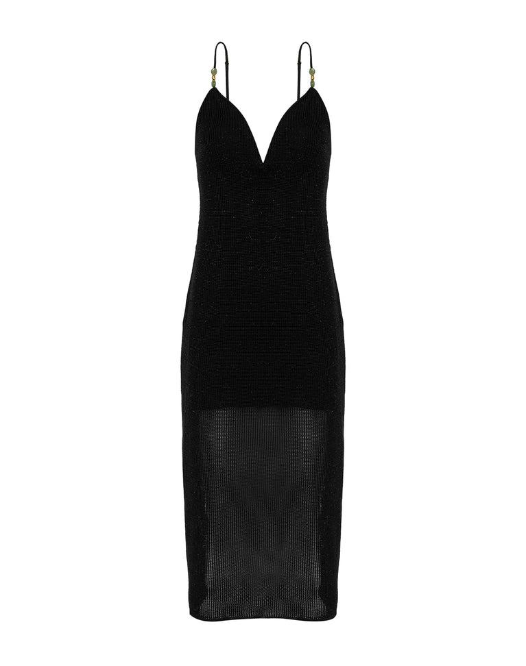 Knit Stone Midi Dress - Black Product Image