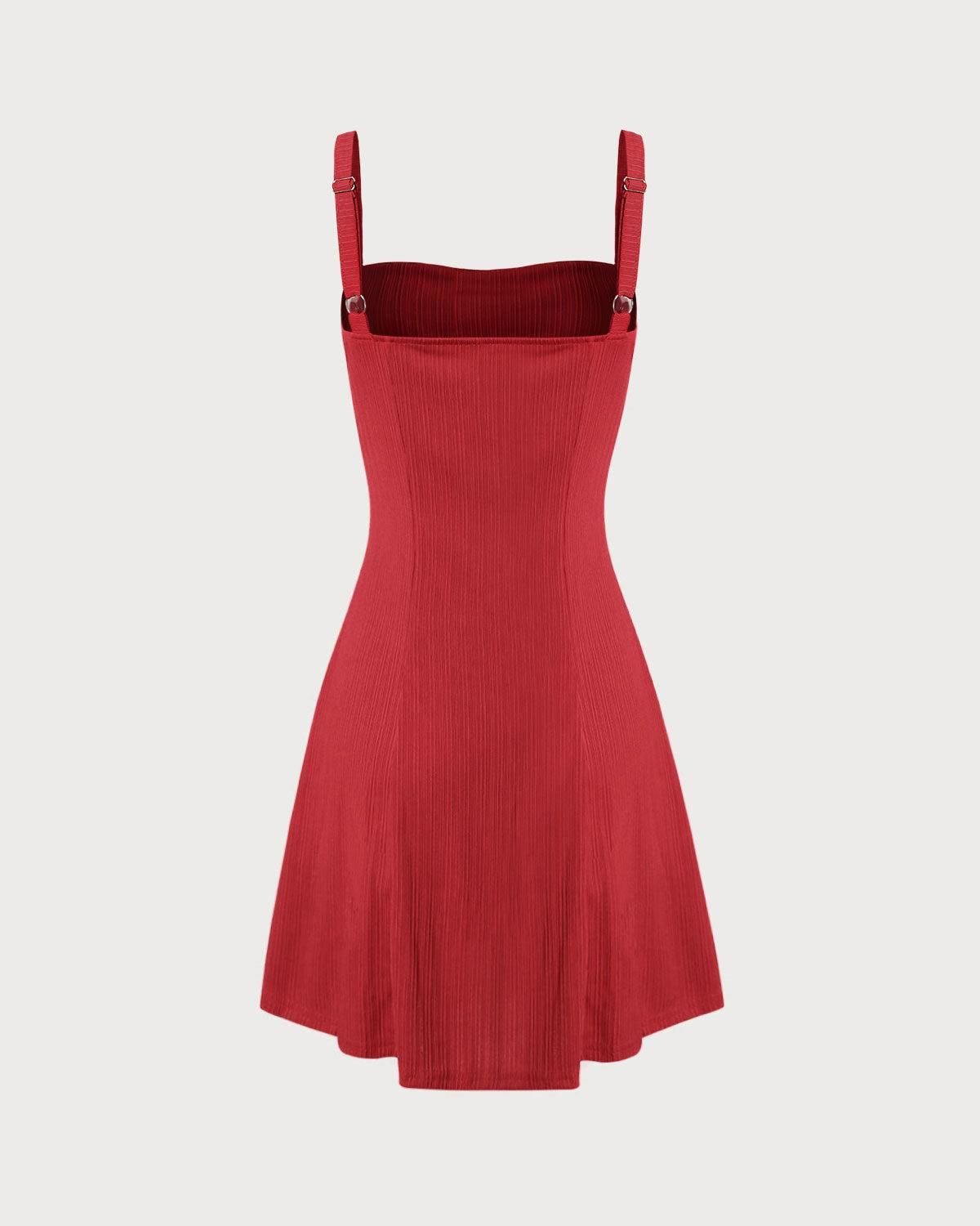 Red A-Line Slip Mini Dress Product Image