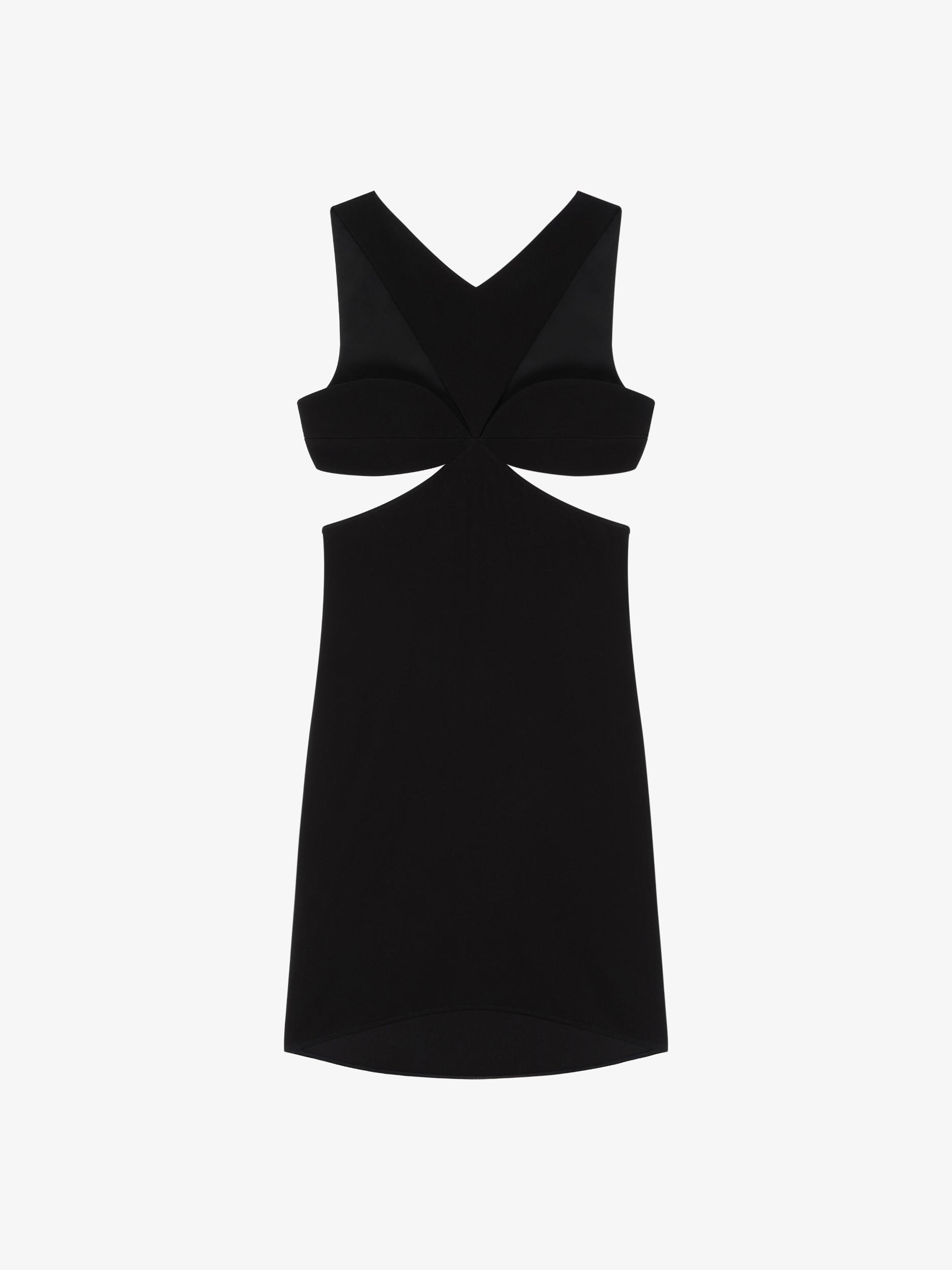 Cut out dress in crepe satin with rhinestones detail Product Image