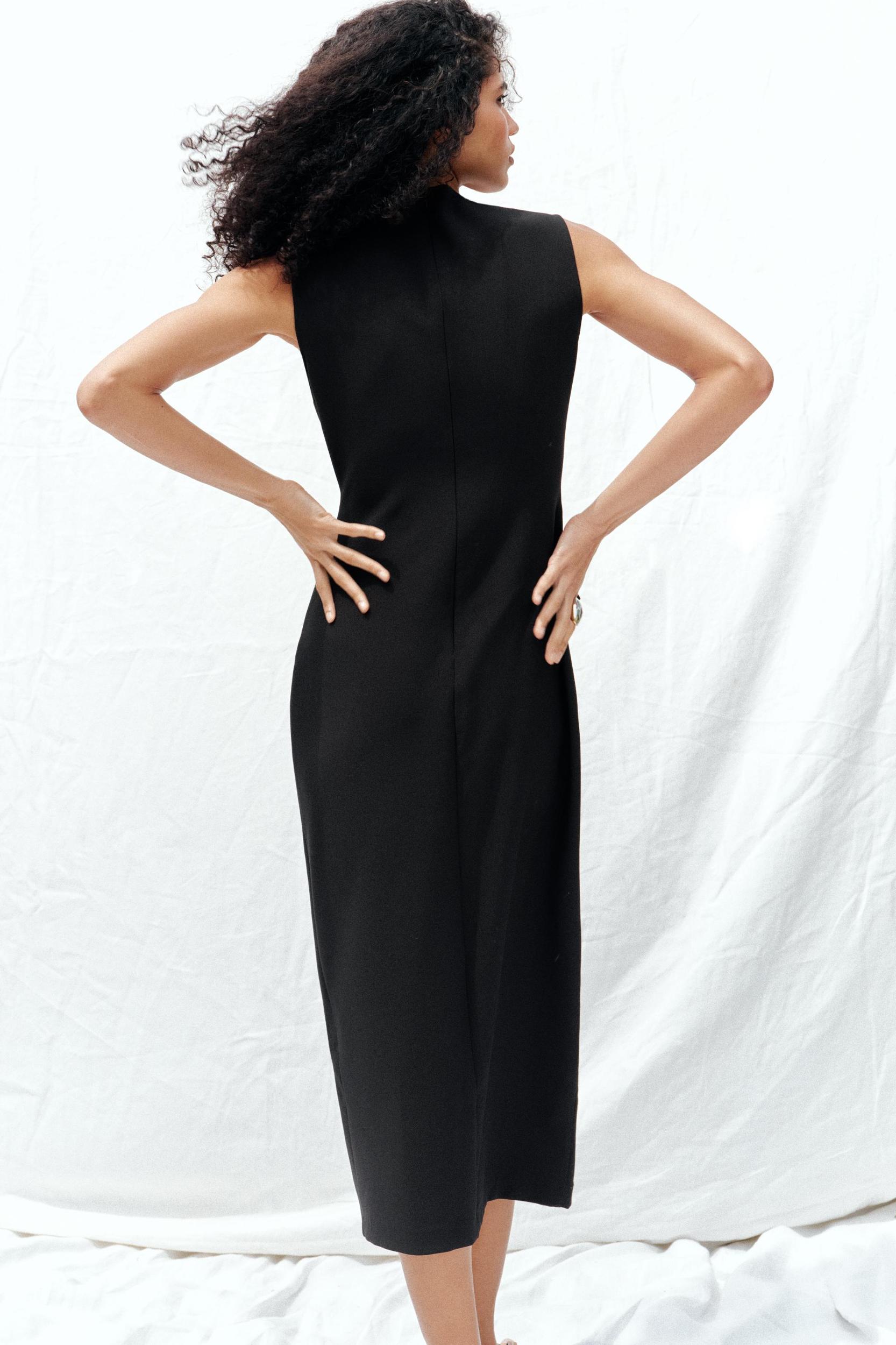 BELTED CREPE MIDI DRESS Product Image