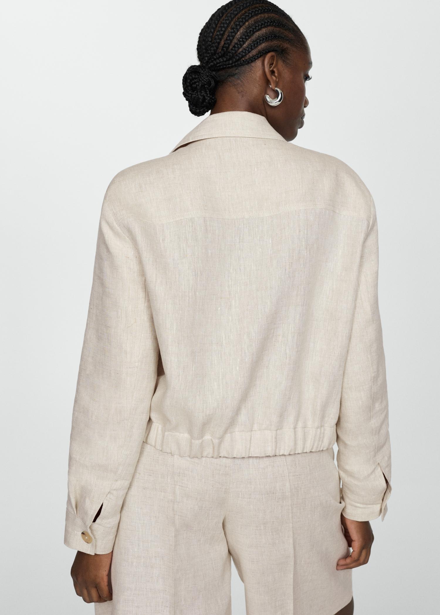 100% linen jacket with zip - Women | MANGO USA Product Image