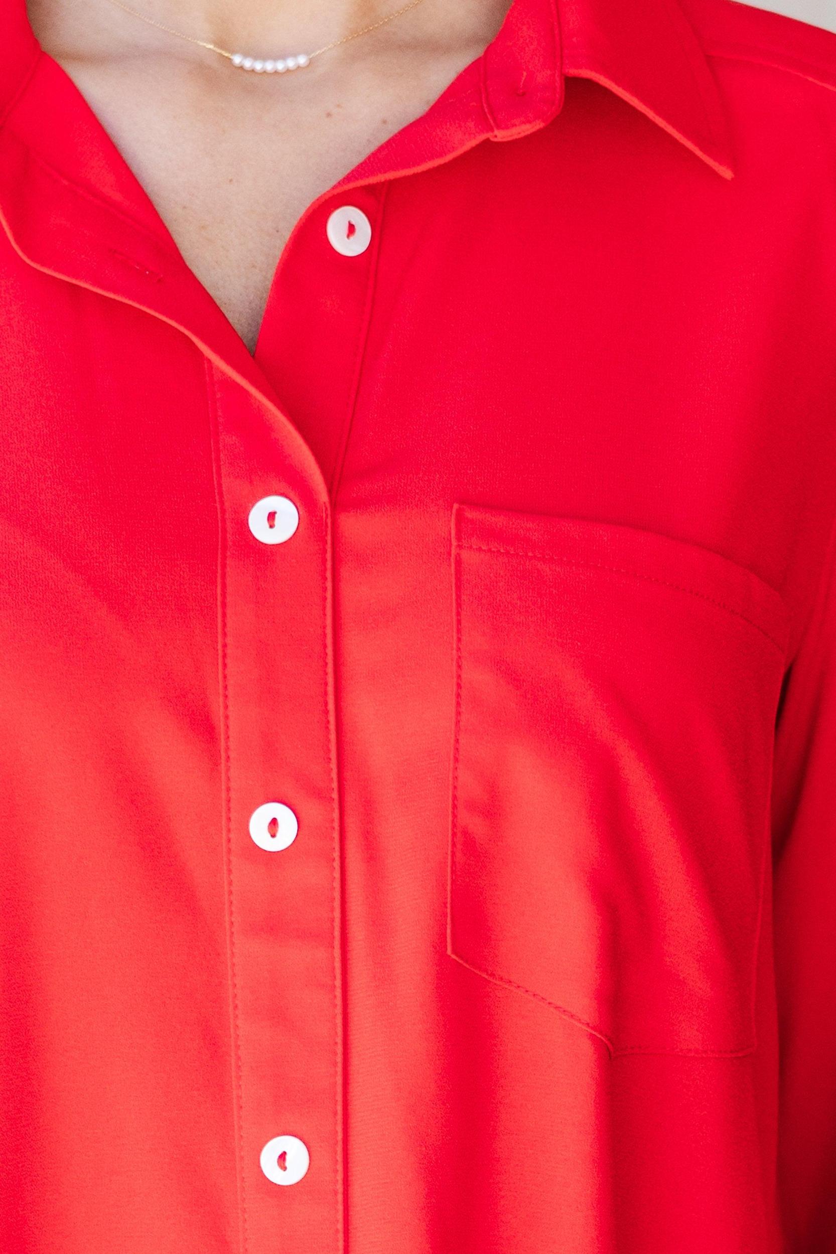 Share Your Story Red Shirt Dress Female Product Image