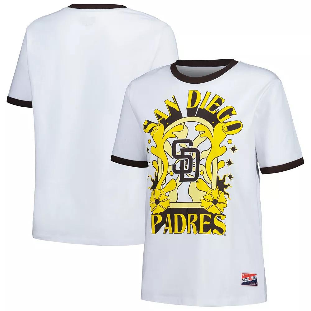 Women's New Era White San Diego Padres Oversized Ringer T-Shirt, Size: Medium Product Image