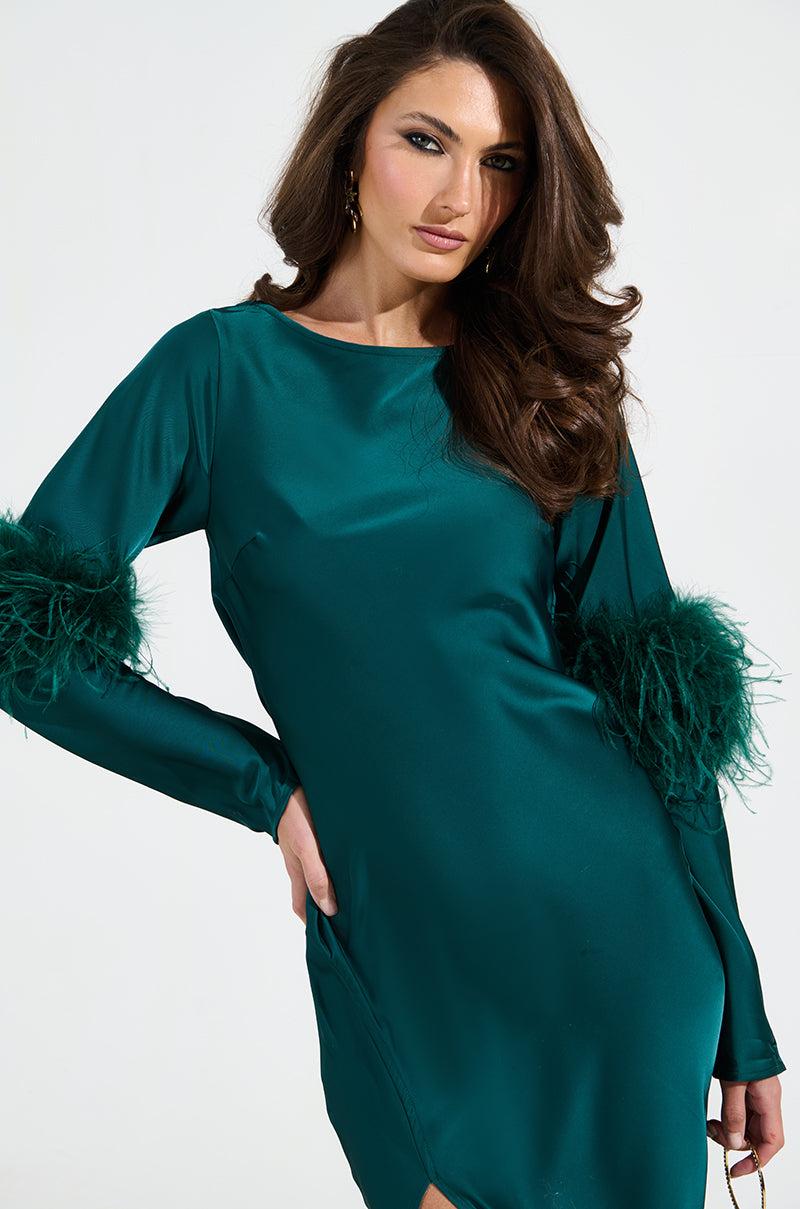 CARRIE FEATHER SLEEVE MAXI DRESS Product Image