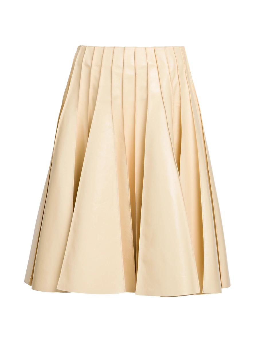Womens Leather Pliss Midi-Skirt Product Image