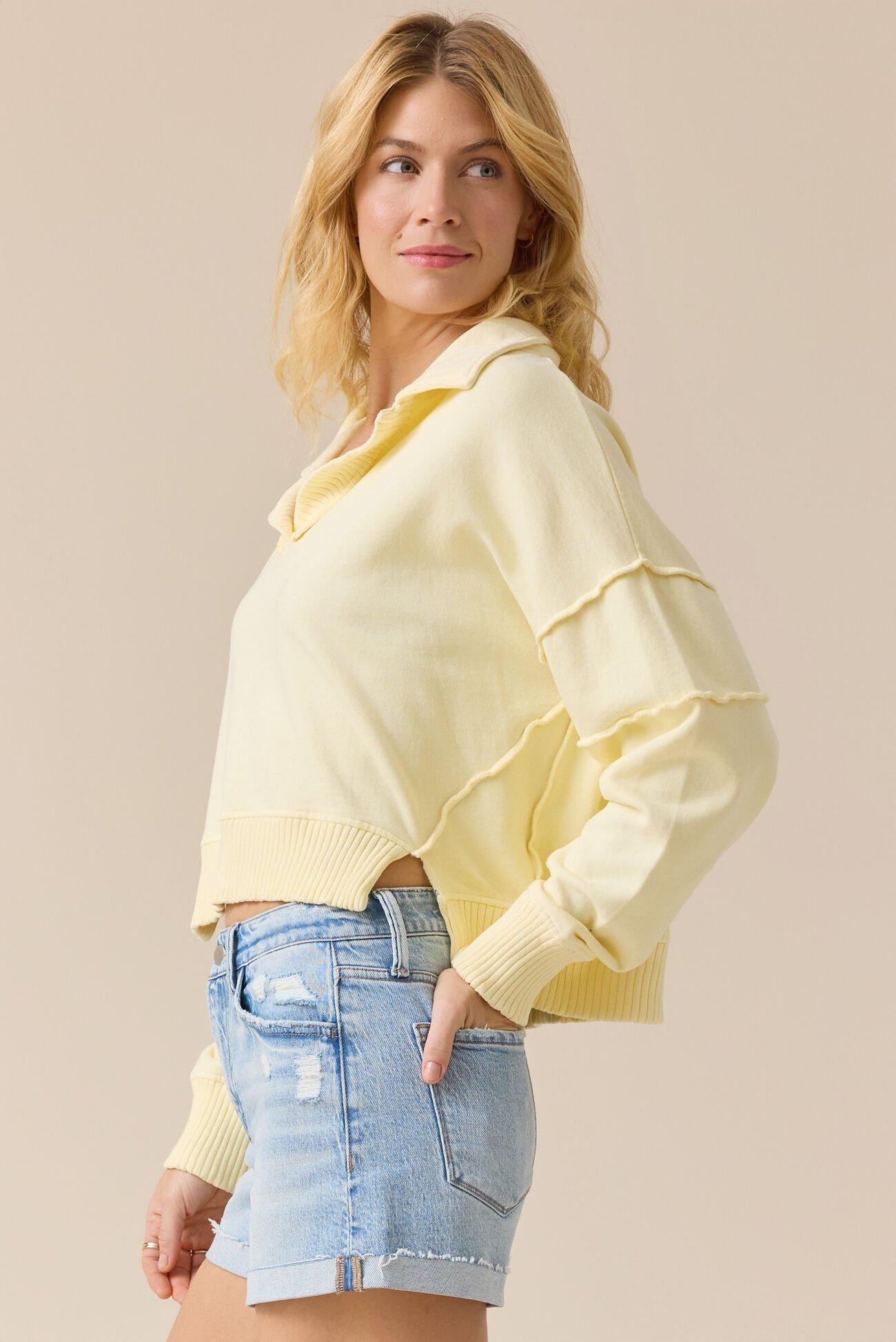 Rowan Pieced Polo Top Product Image