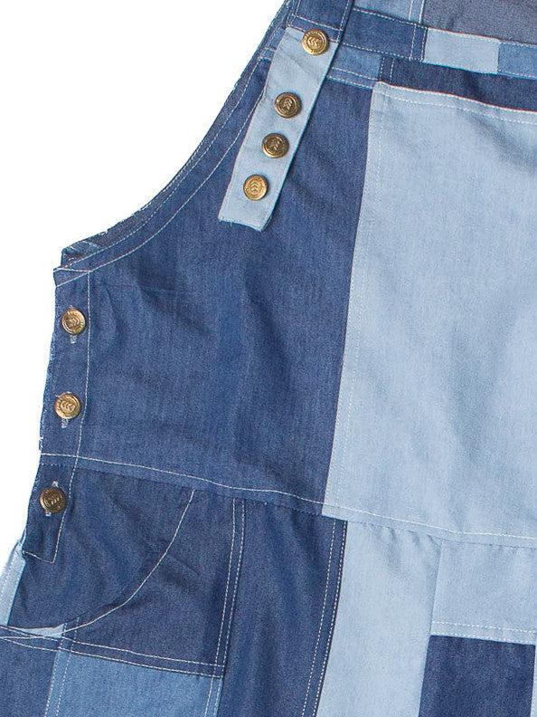 Lightweight Denim Patchwork Overalls Product Image
