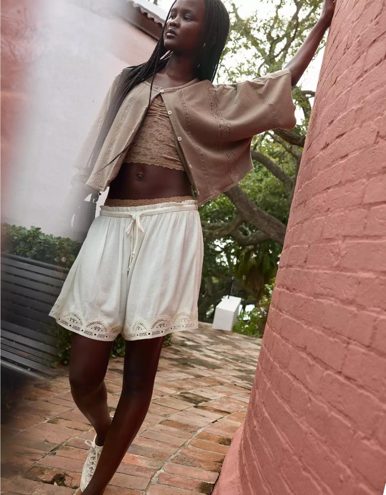 Aerie Short Sleeve Crochet Cardigan Product Image