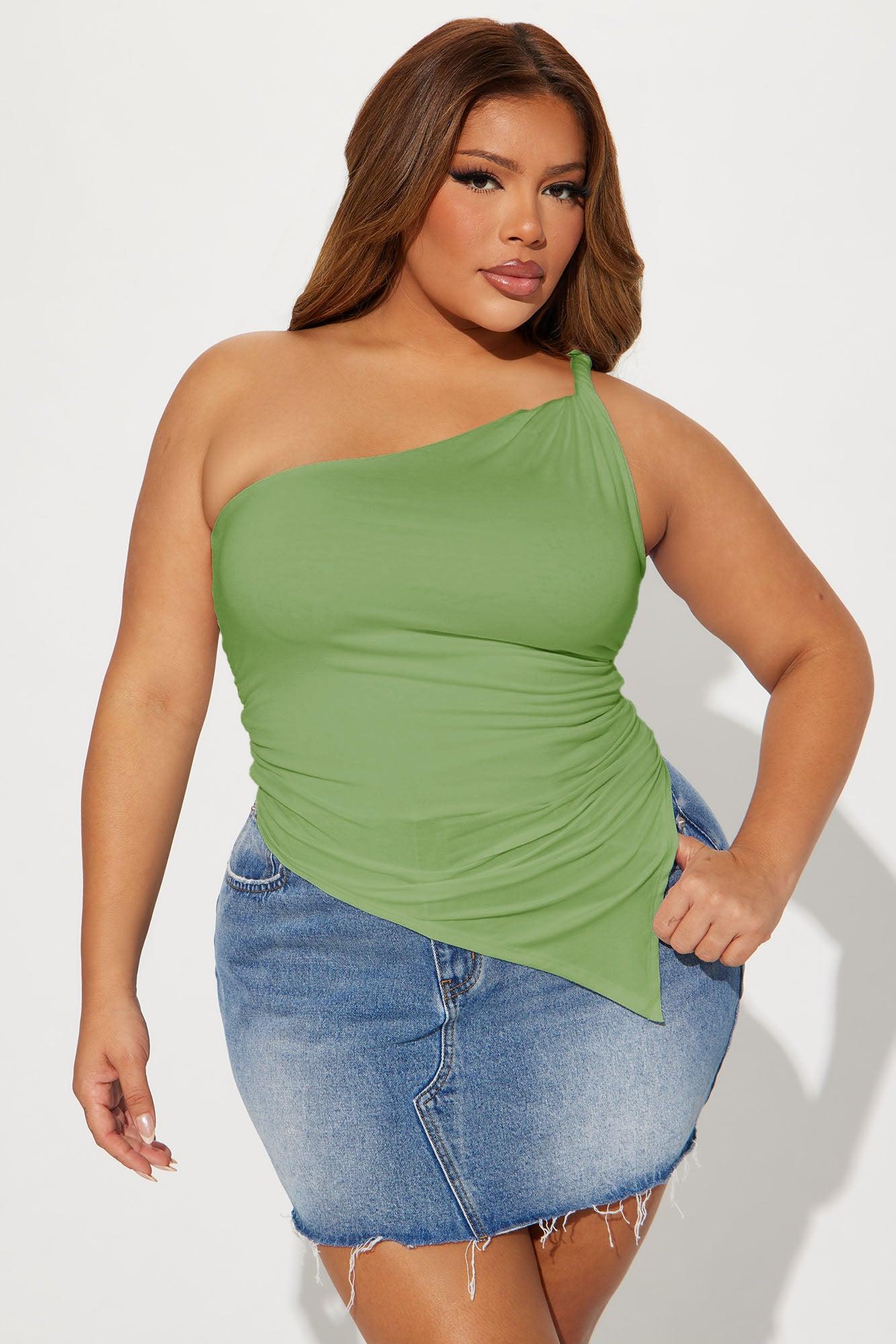 Summer One Shoulder Top - Sage Female Product Image