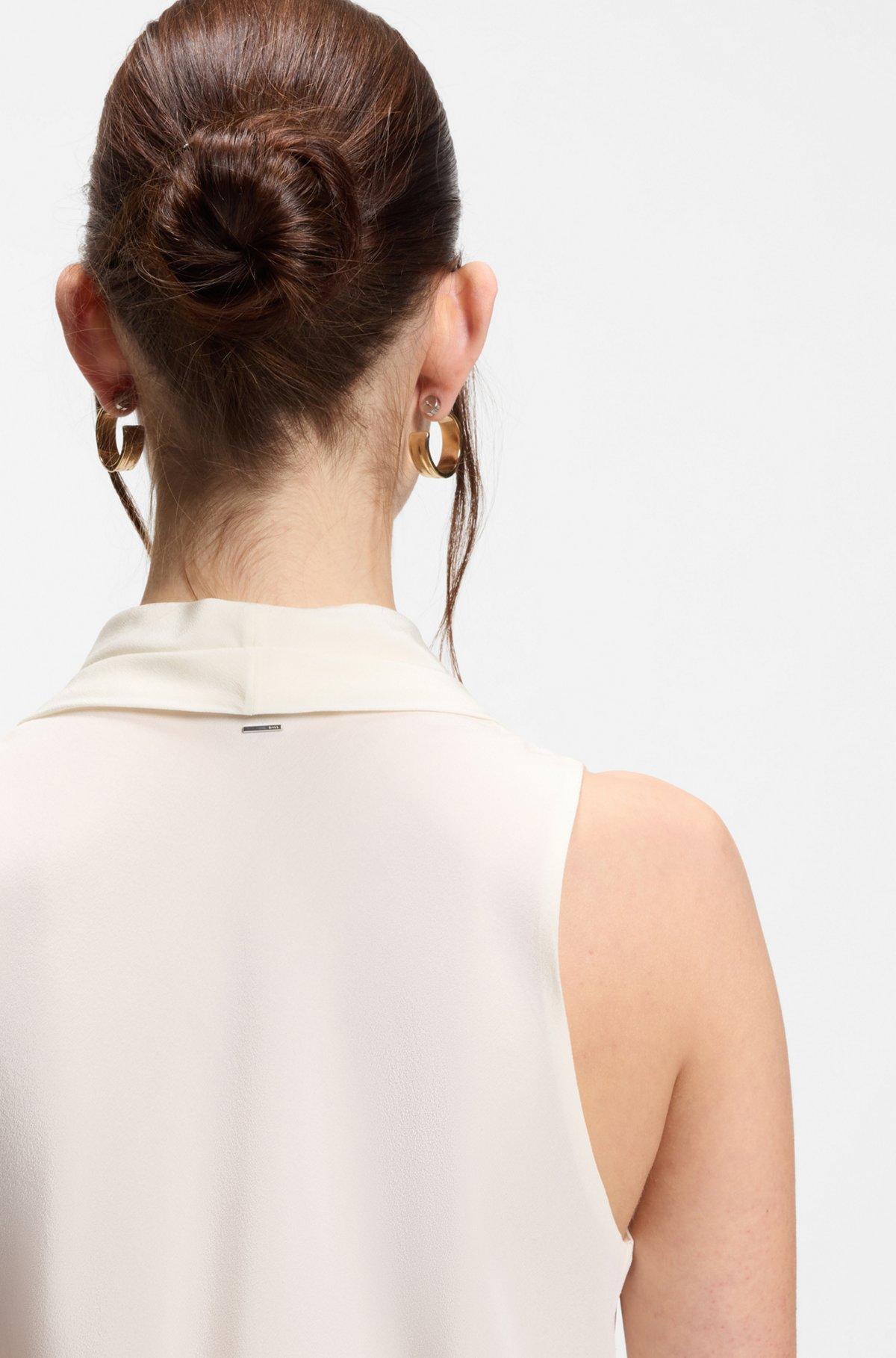Sleeveless blouse in sandwashed silk with V neckline Product Image