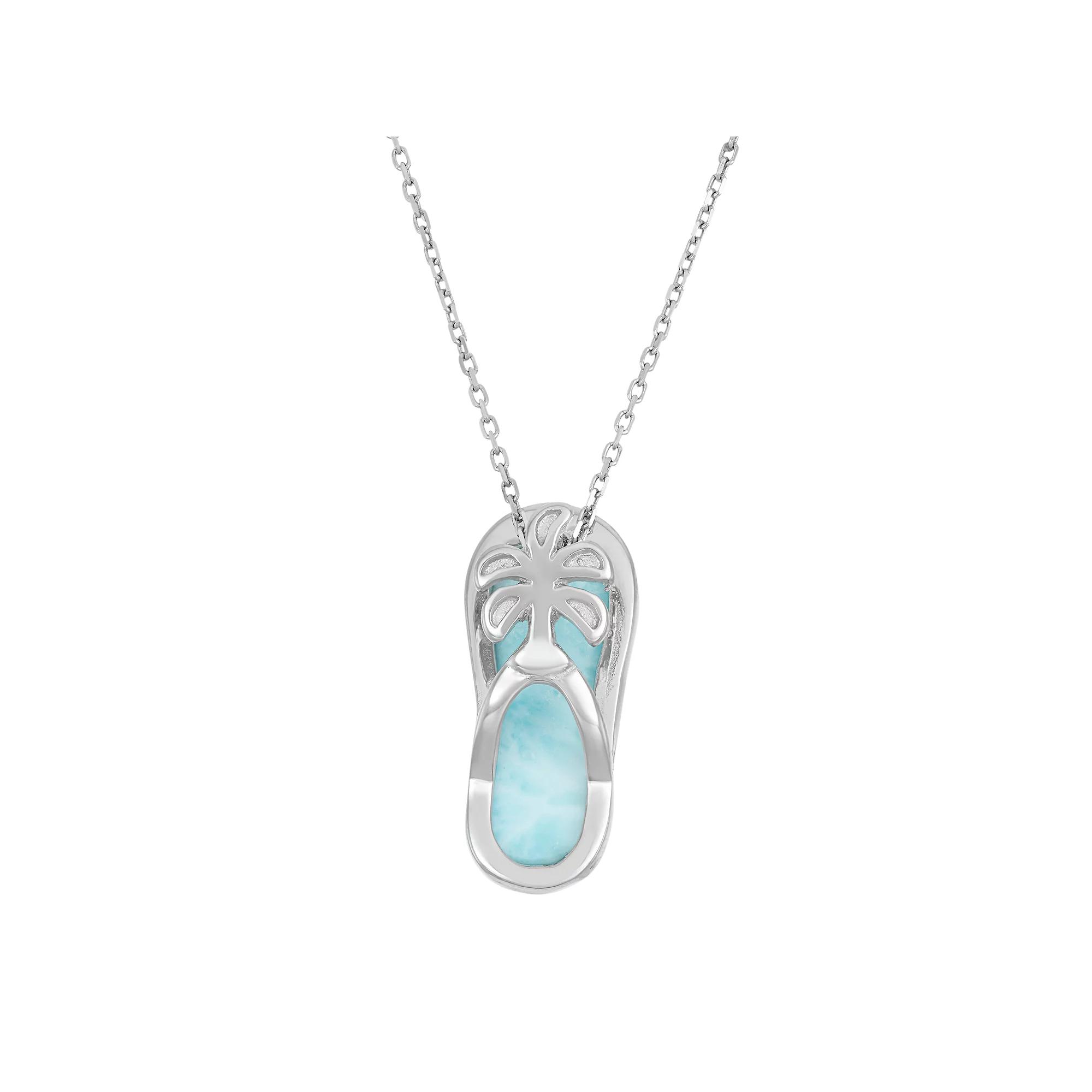 Larimar Sterling Silver Palm Tree Flip-Flop Pendant Necklace, Women's, Size: 18", Blue Product Image