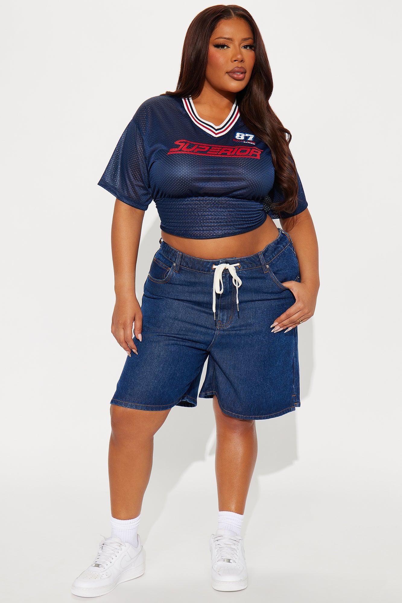 Ebb And Flow Drapey Denim Shorts - Dark Wash Female Product Image