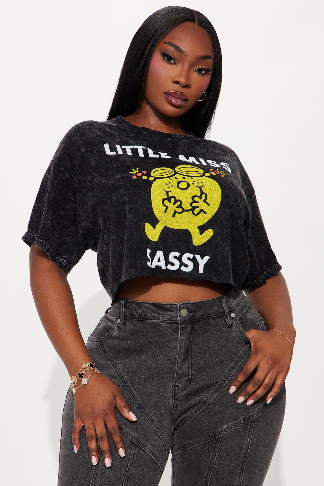 Little Miss Sassy Washed Cropped Tee - Black Female Product Image